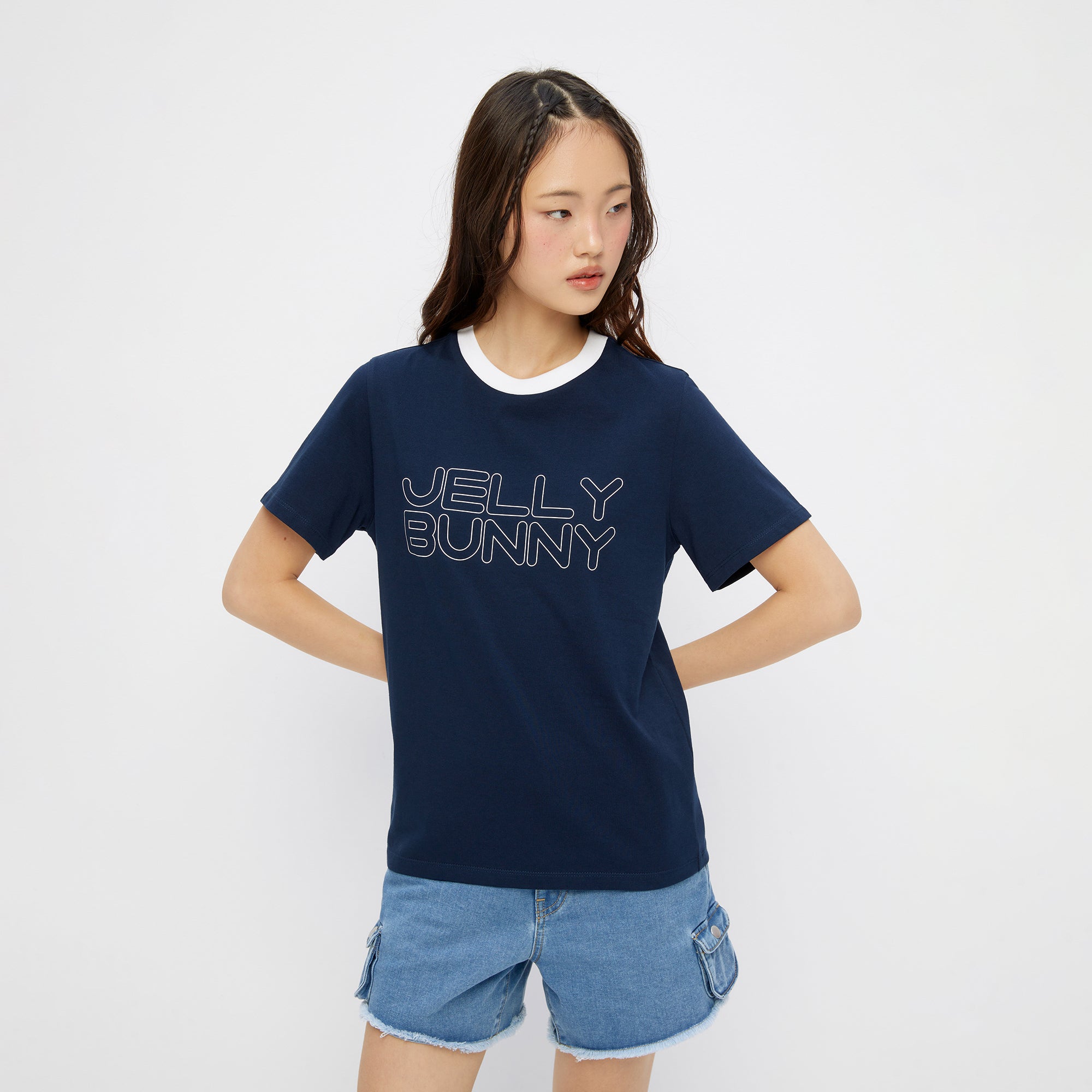 เสื้อยืดแขนสั้นพิมพ์ลายโลโก้ Navy
