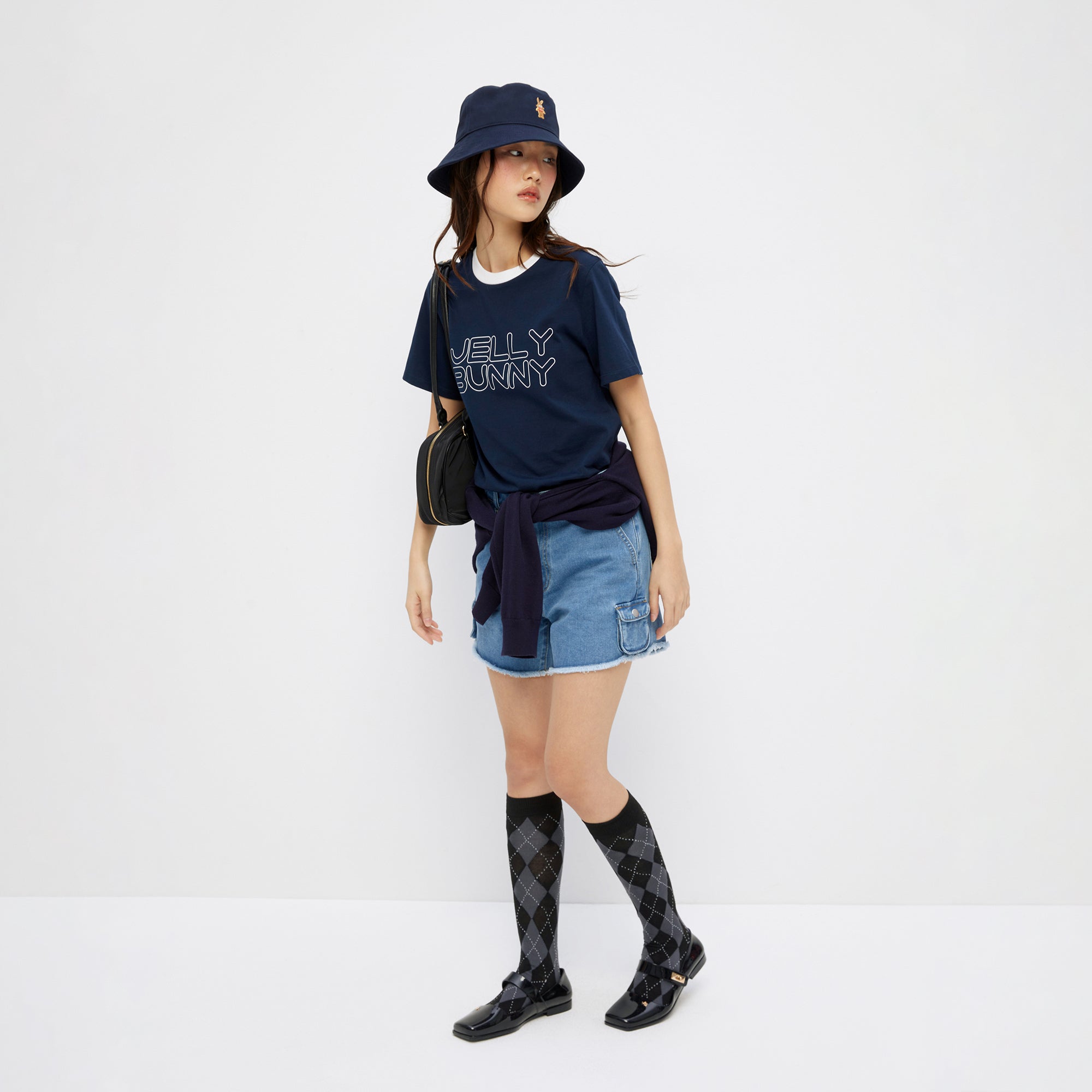 เสื้อยืดแขนสั้นพิมพ์ลายโลโก้ Navy