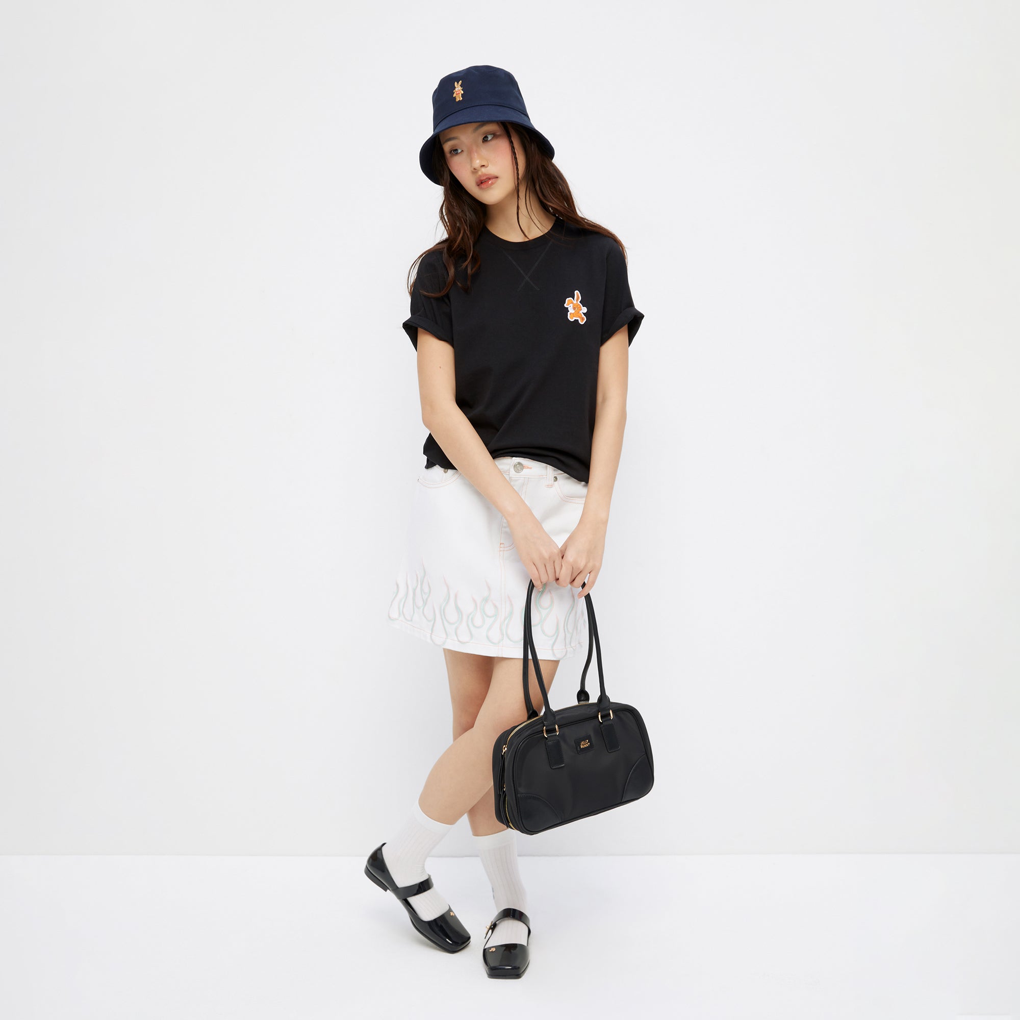 Jerme Embroidery Short Sleeve T-Shirt Black