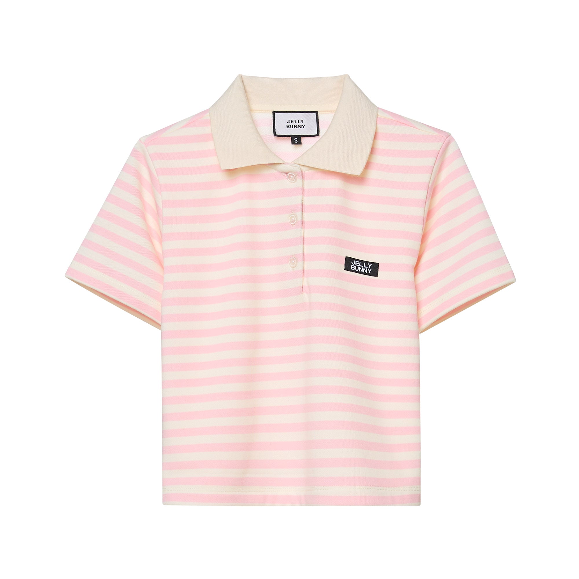 Stripe Short Sleeve Polo T-Shirt Pink