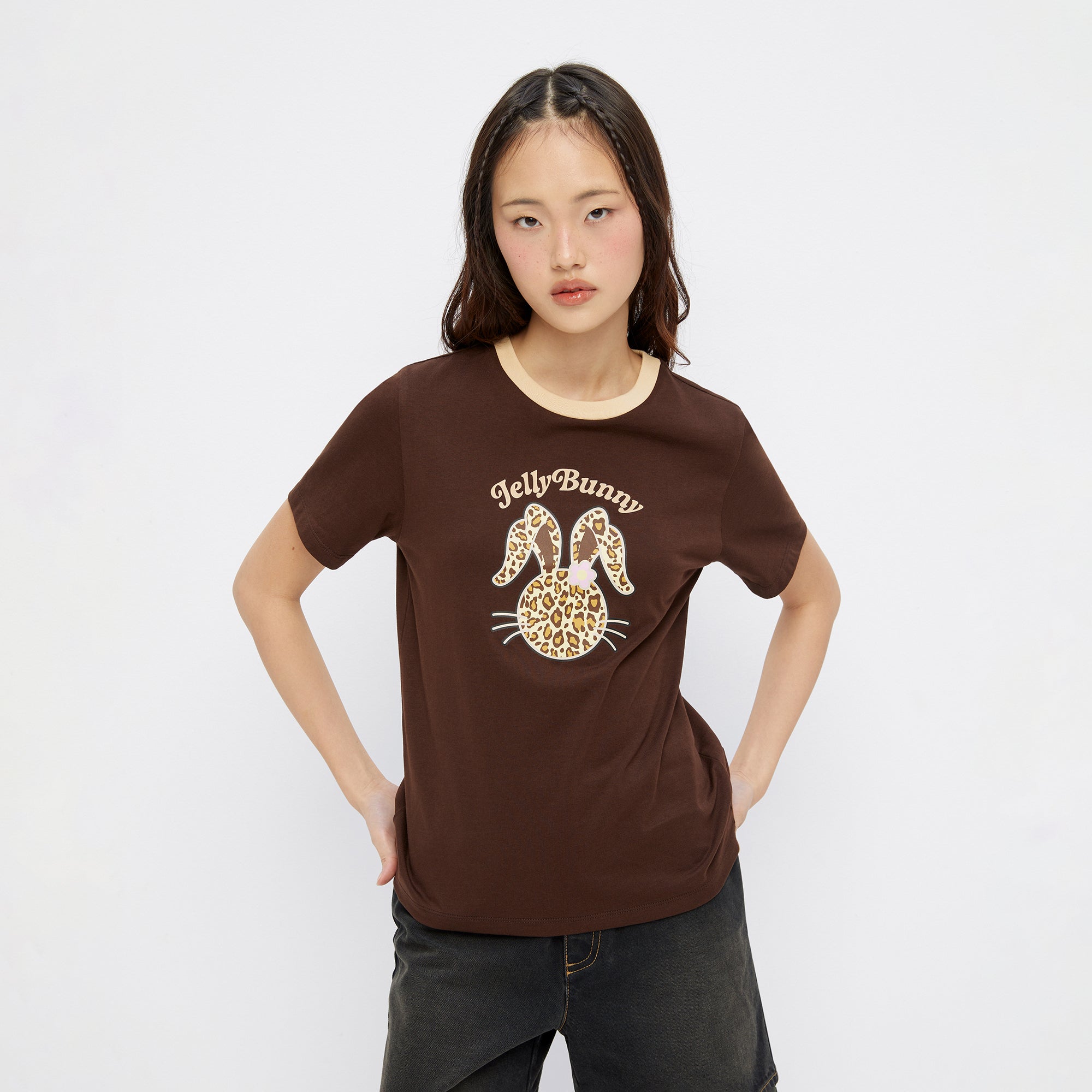 เสื้อยืดพิมพ์ลาย Leopard Jerme Brown