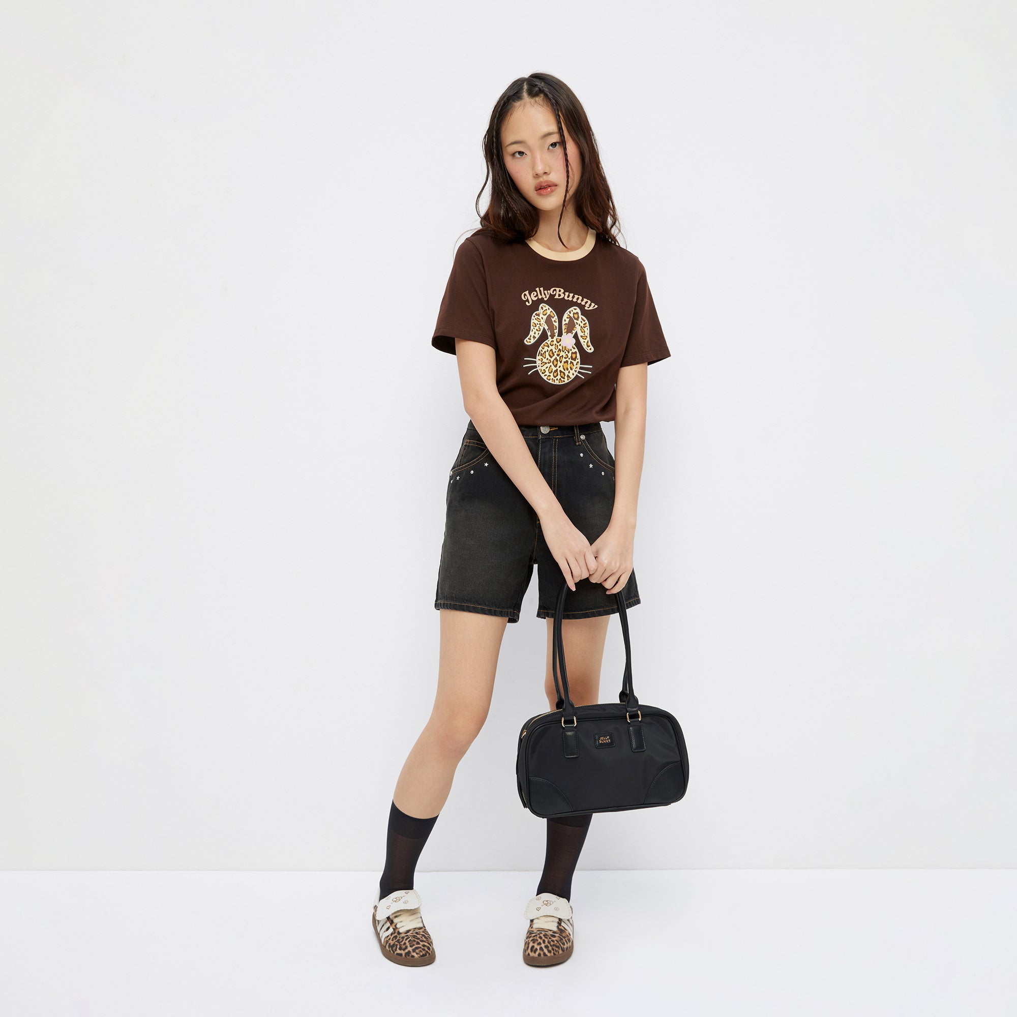 เสื้อยืดพิมพ์ลาย Leopard Jerme Brown