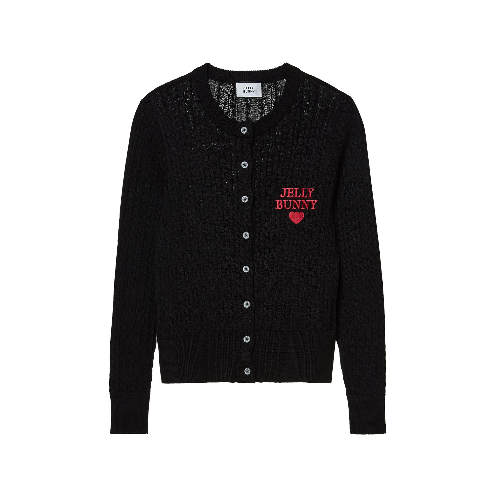 เสื้อคาร์ดิแกนแขนยาวปักโลโก้ Black