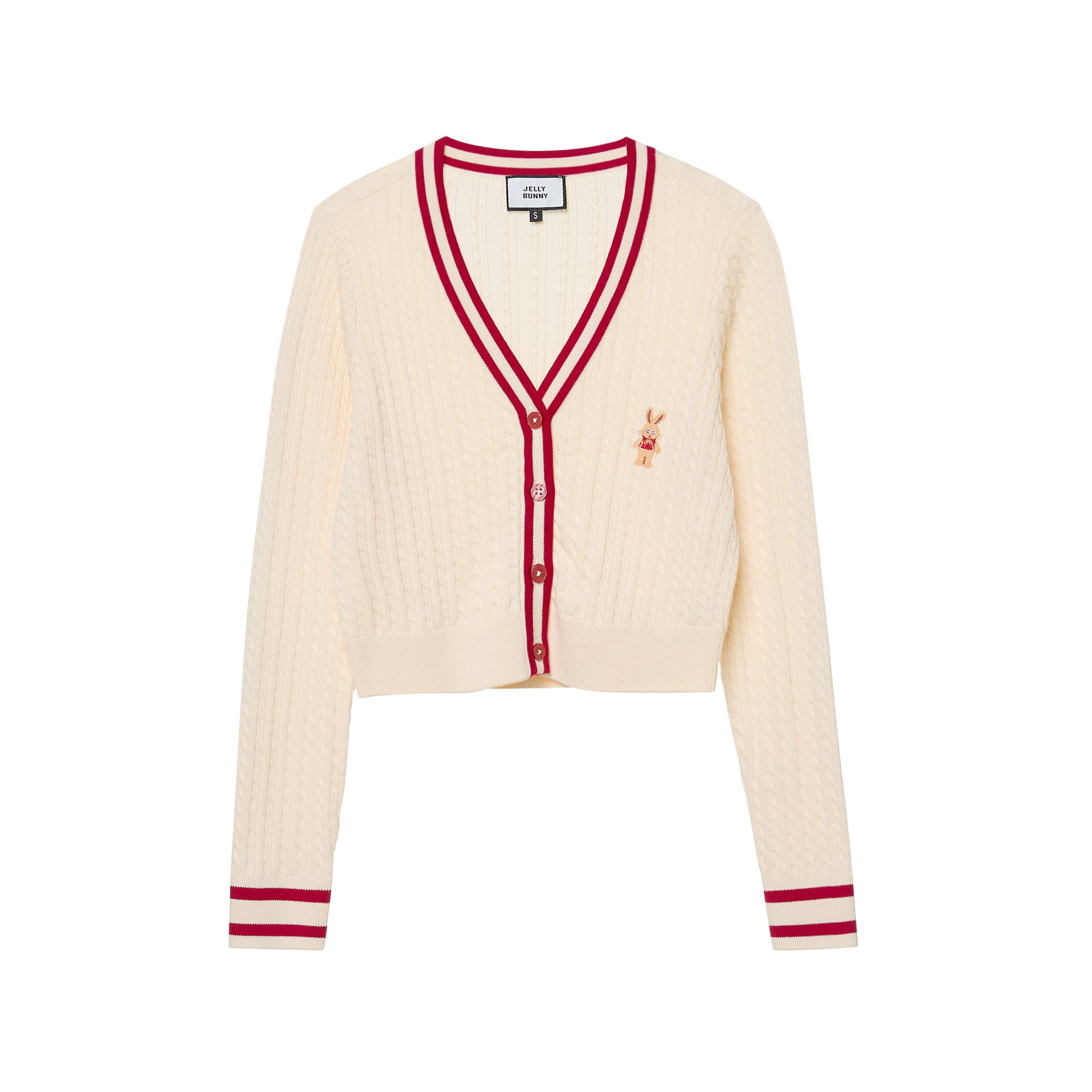 Cable Knitted Long Sleeve Cardigan Cream