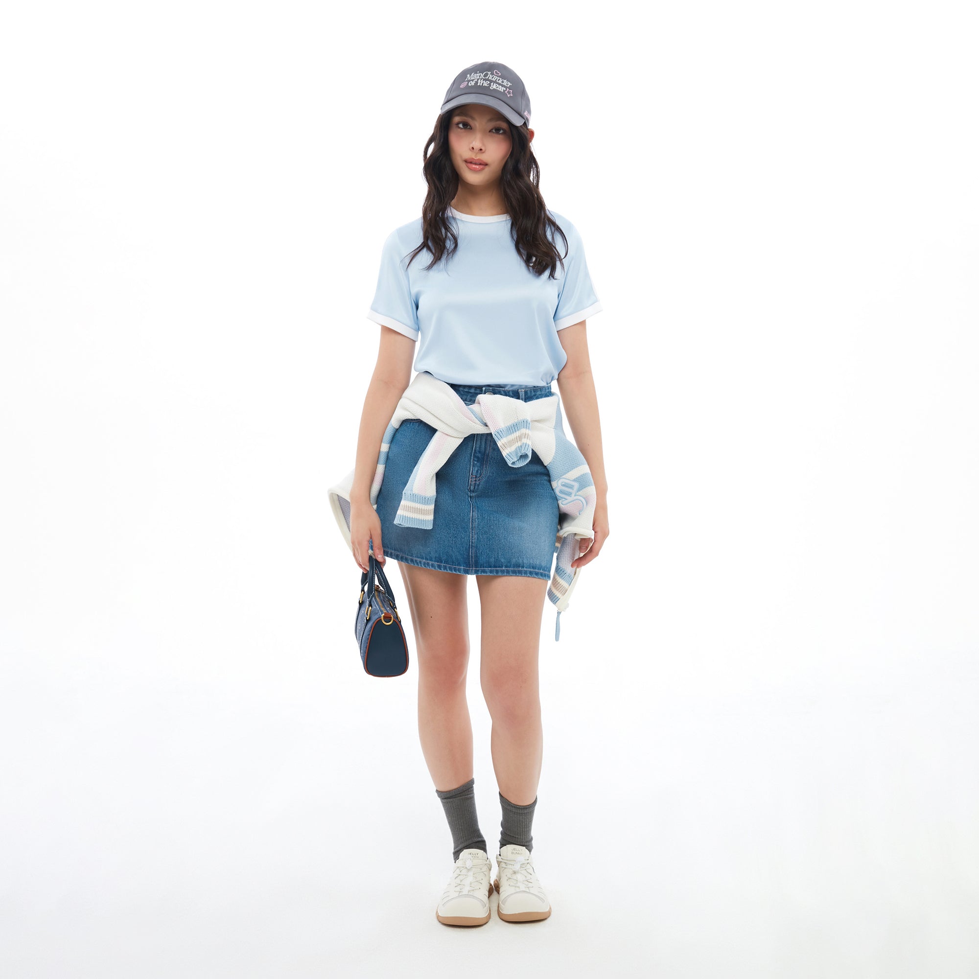 เสื้อยืดแขนสั้นปักลายโลโก้ Blue
