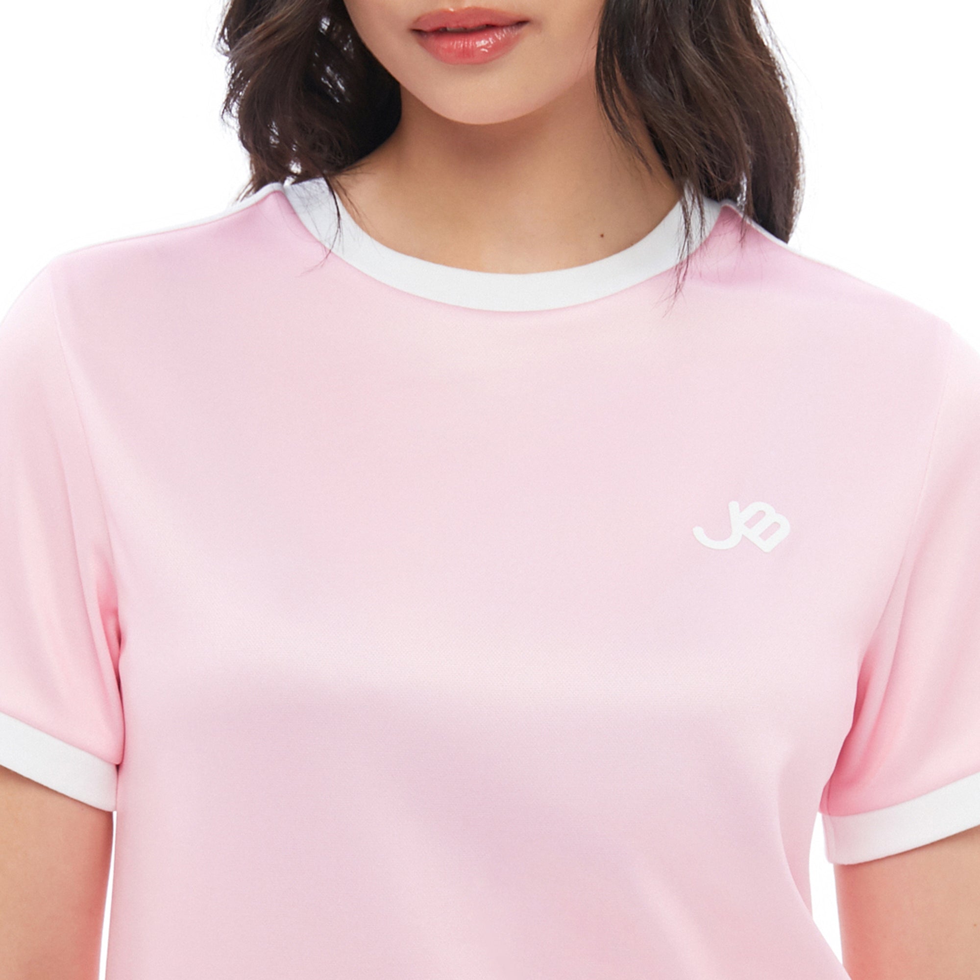 เสื้อยืดแขนสั้นปักลายโลโก้ Pink