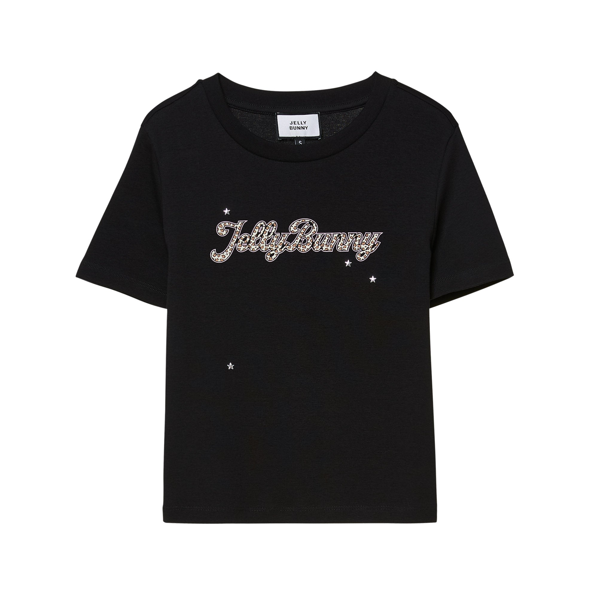 เสื้อยืดปักลายโลโก้ลวดลายเสือดาว Black