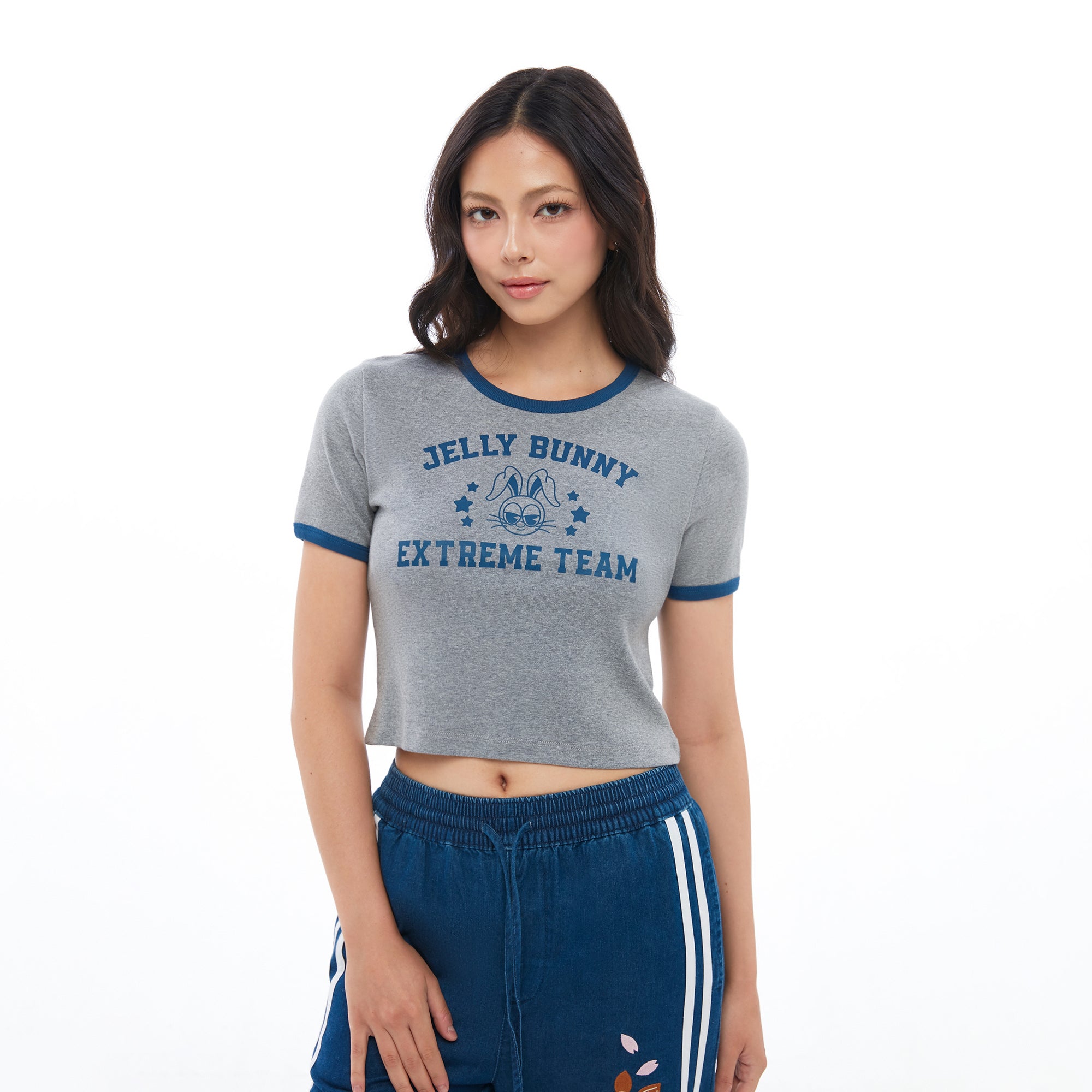เสื้อยืดแขนสั้นพิมพ์ลาย Grey