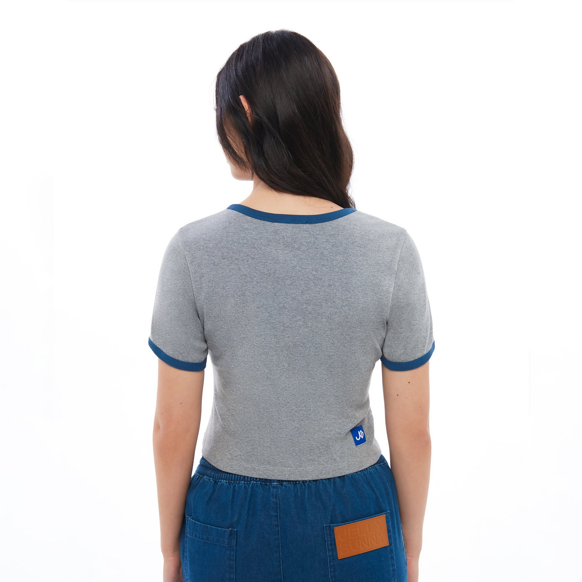 เสื้อยืดแขนสั้นพิมพ์ลาย Grey