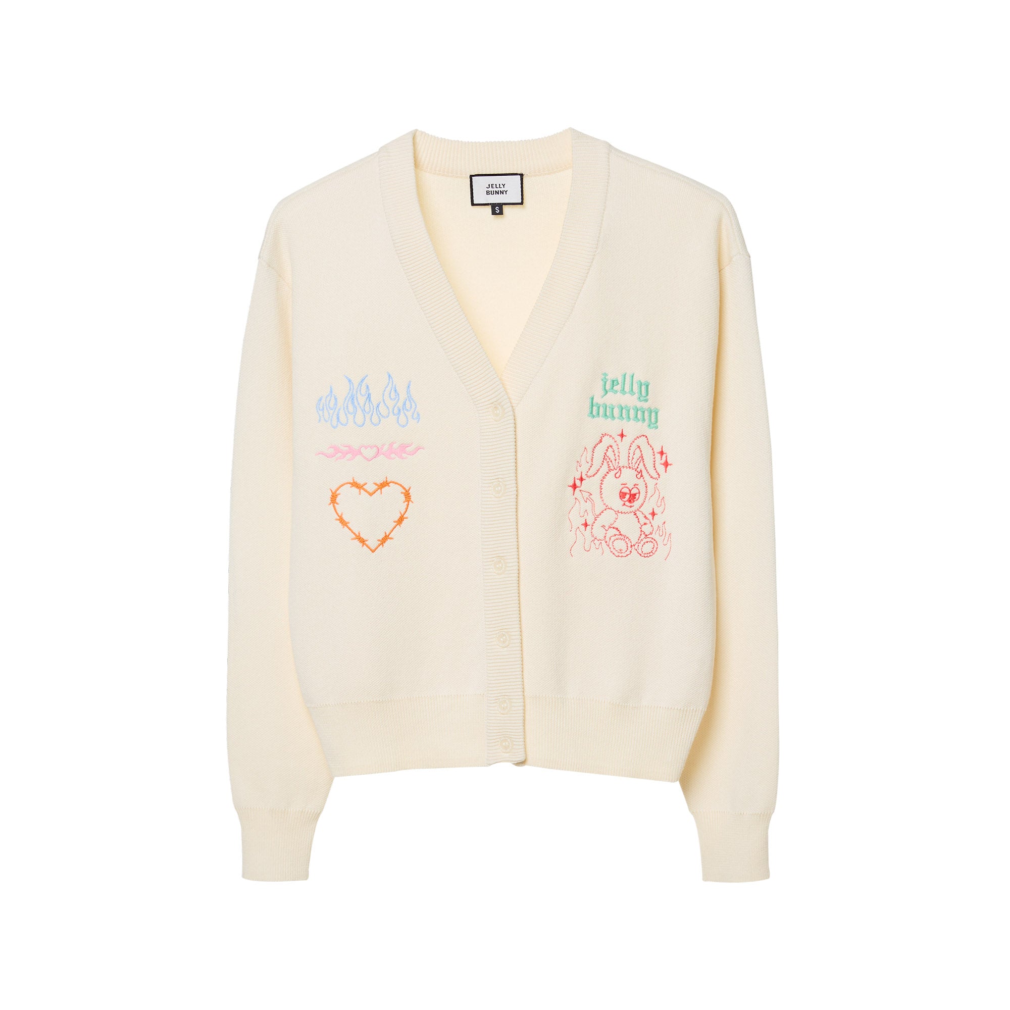 เสื้อคาร์ดิแกนปักลาย Devil Jerme Cream
