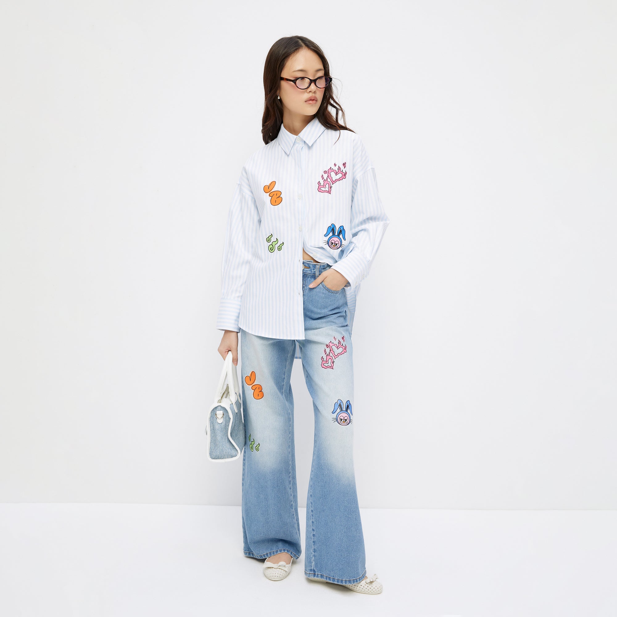 เสื้อเชิ้ตแขนยาวพิมพ์ลาย Blue