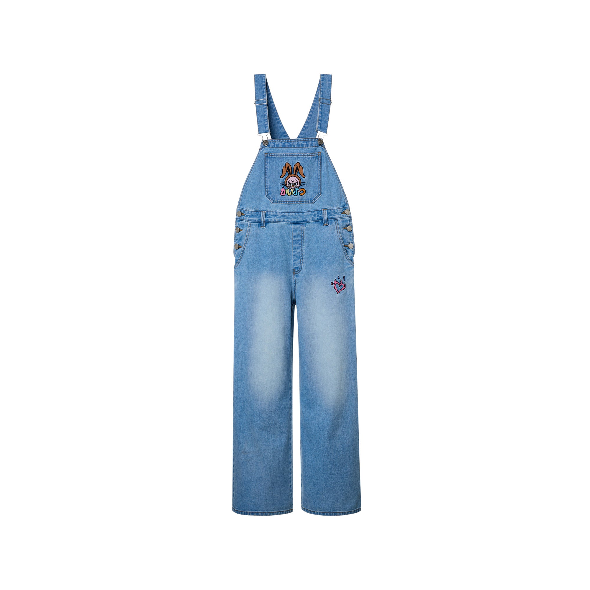 ชุดเอี๊ยมเดนิมปักลายกระต่าย Jerme Blue