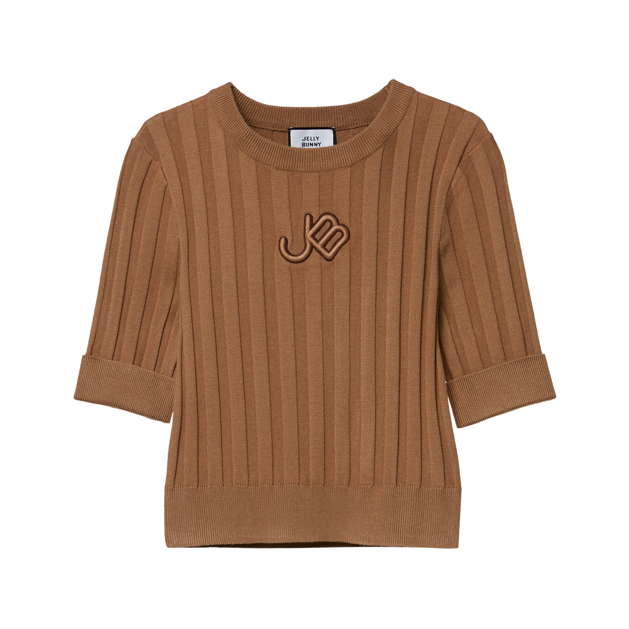 เสื้อนิตแขนสั้นปักโลโก้ Brown
