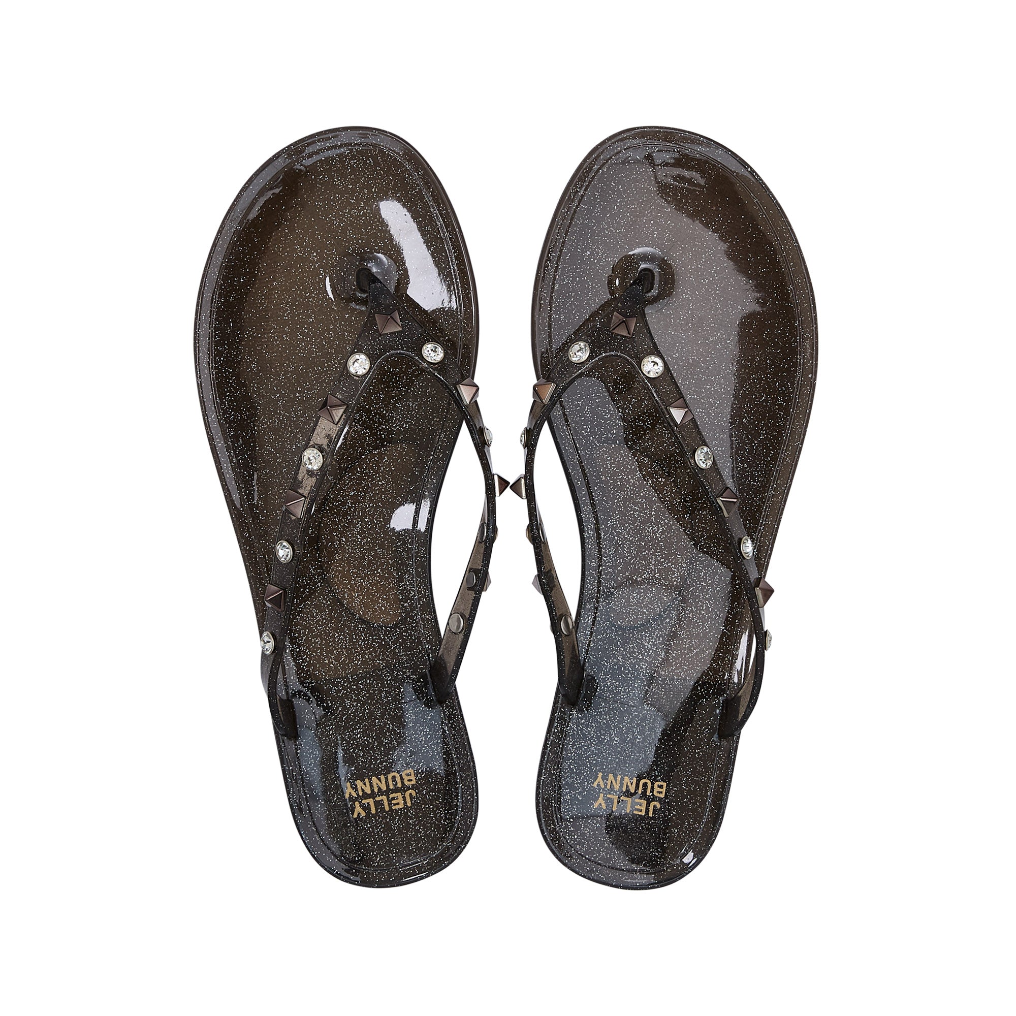 Elena Stud Flat Sandals Black