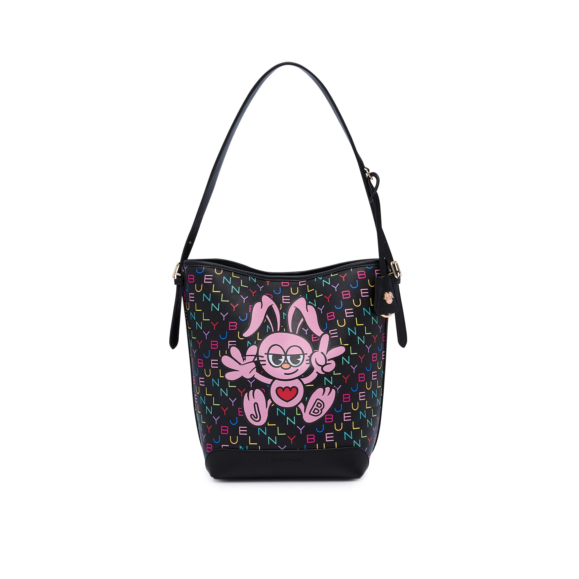 กระเป๋าโท้ททรงบักเก็ต Romille Printed Black