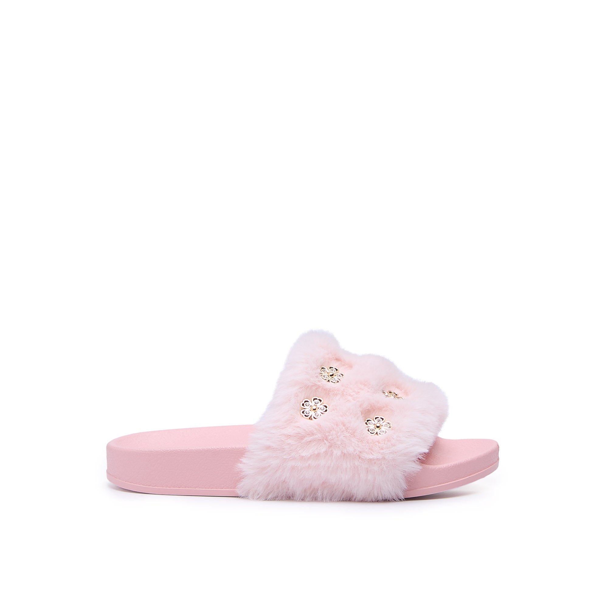 รองเท้าแตะ สำหรับเด็กผู้หญิง Mini Slide Fur Selin Sandals Light Pink