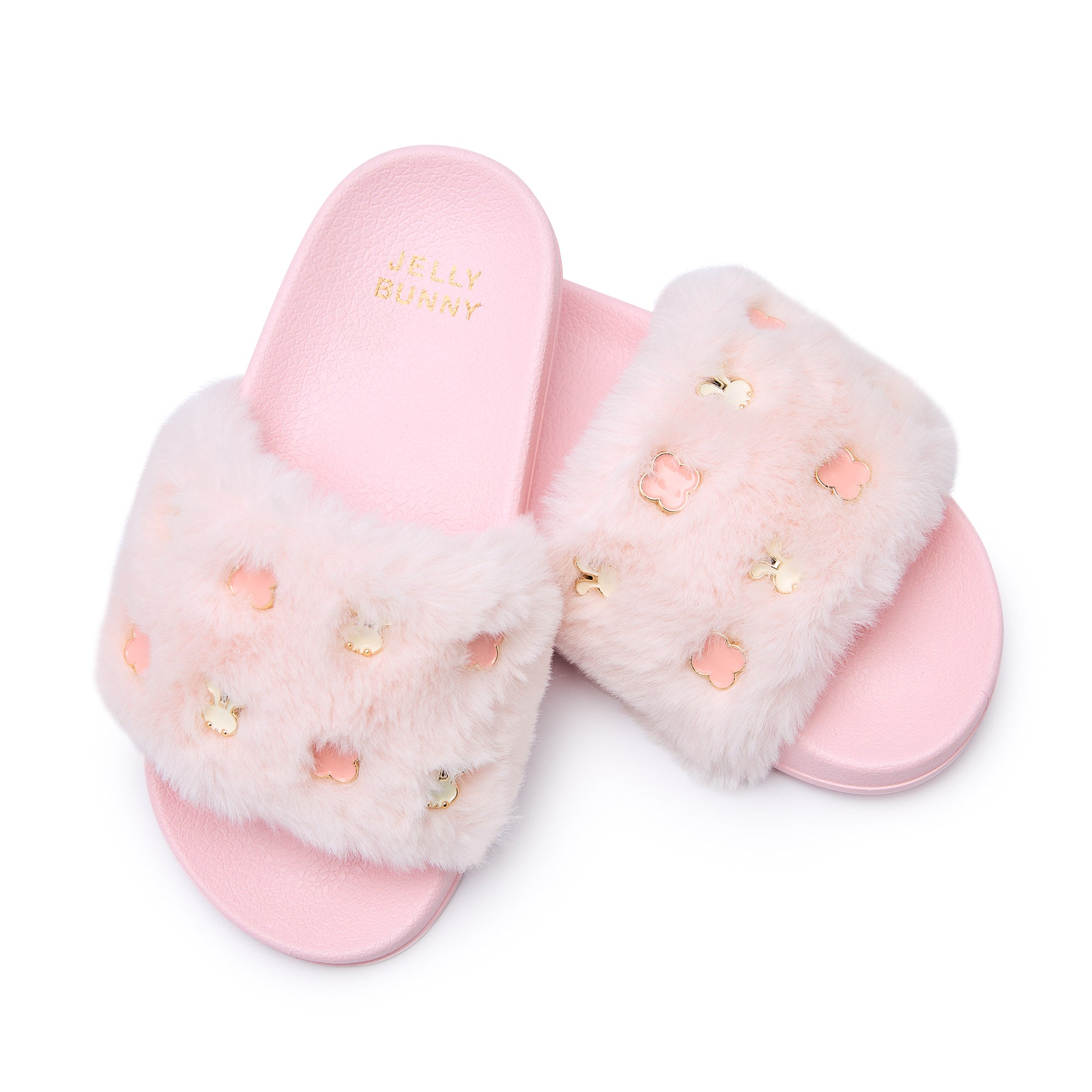 Mini Slide Fur Daba Flat Sandals For Girls Light Pink