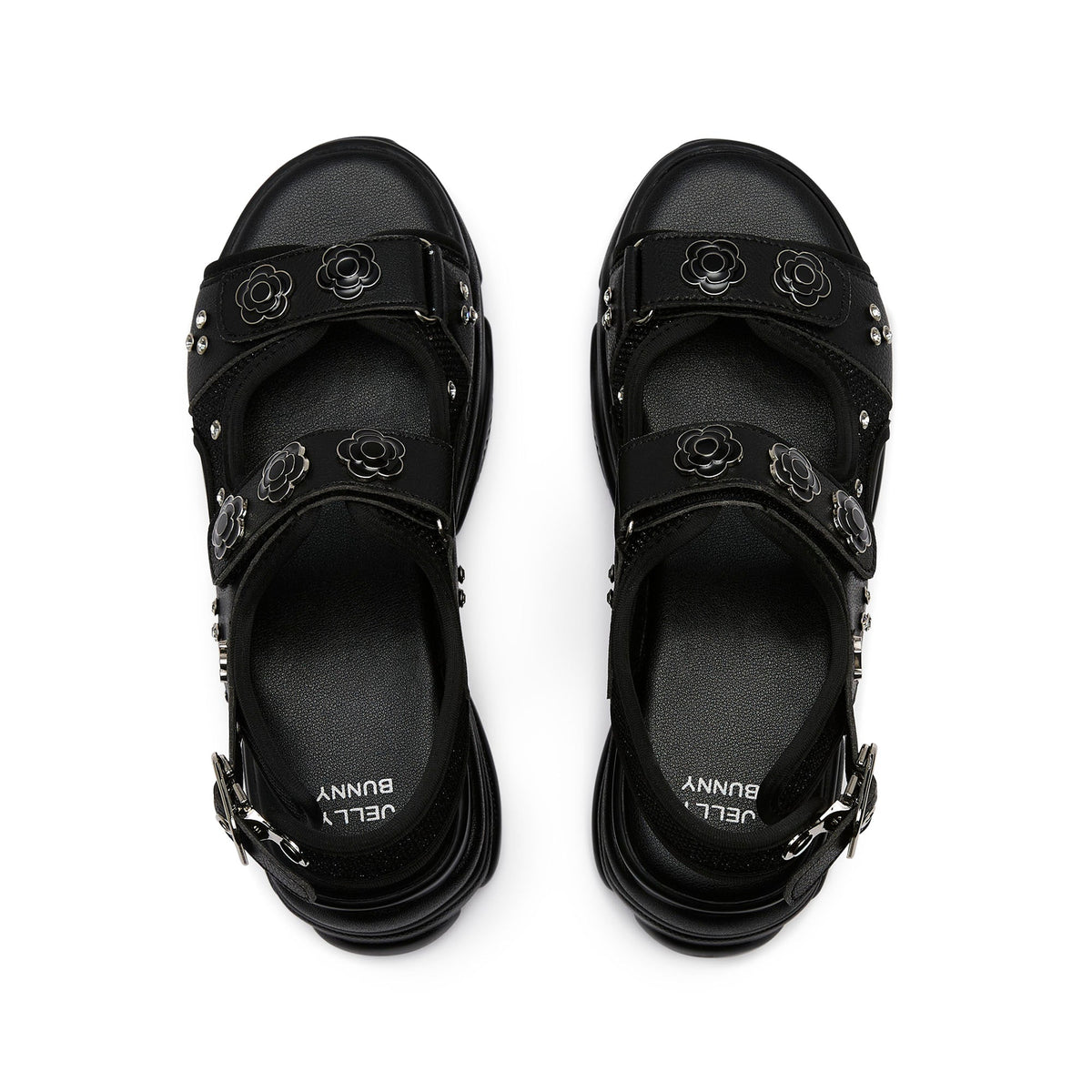 รองเท้าแพลตฟอร์มรัดส้นเท้า Picotee Jocasta Black