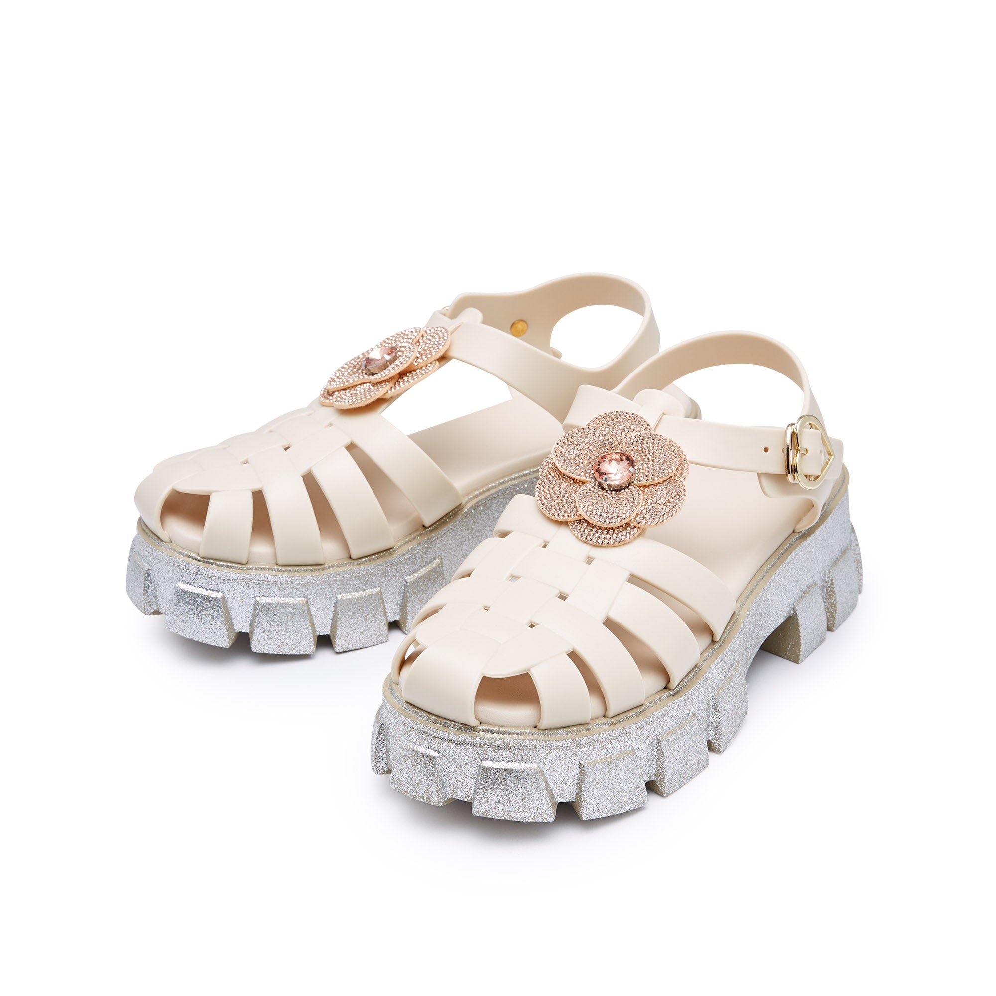 รองเท้าแตะแพลตฟอร์ม Teena Jennifer Beige