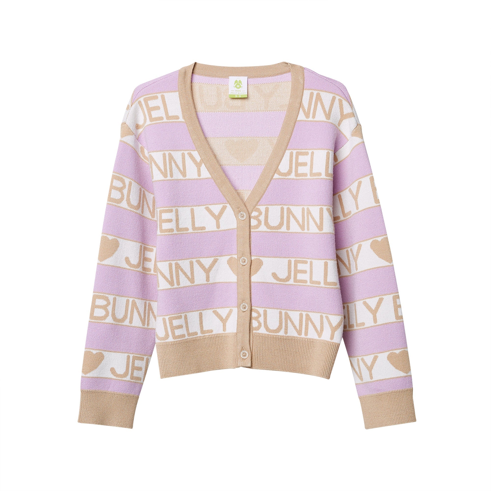 เสื้อคาร์ดิแกนคอวีปักโลโก้ สำหรับเด็กผู้หญิง Purple