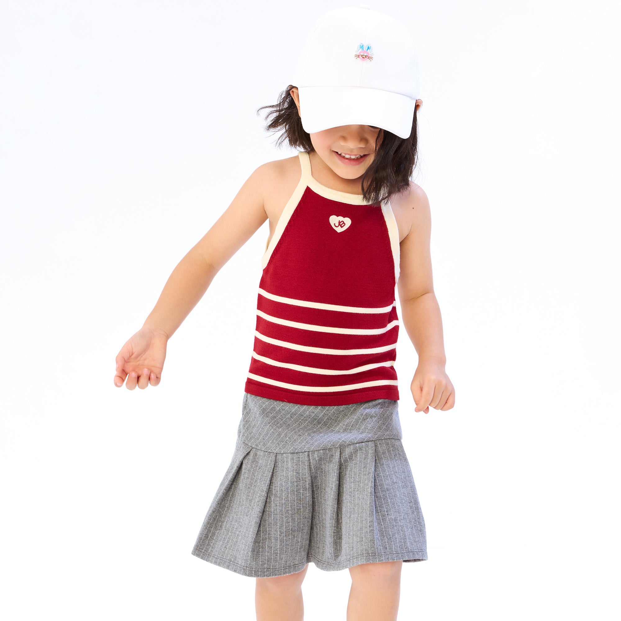 Stripe Logo Halter Top For Mini Girl Red