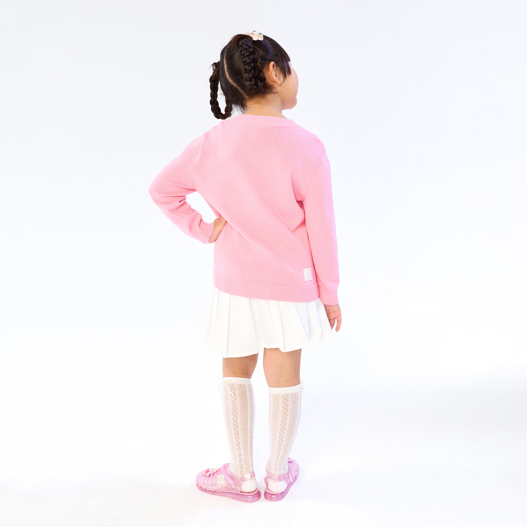 Jerme Chest Pocket Cardigan For Mini Girls Pink