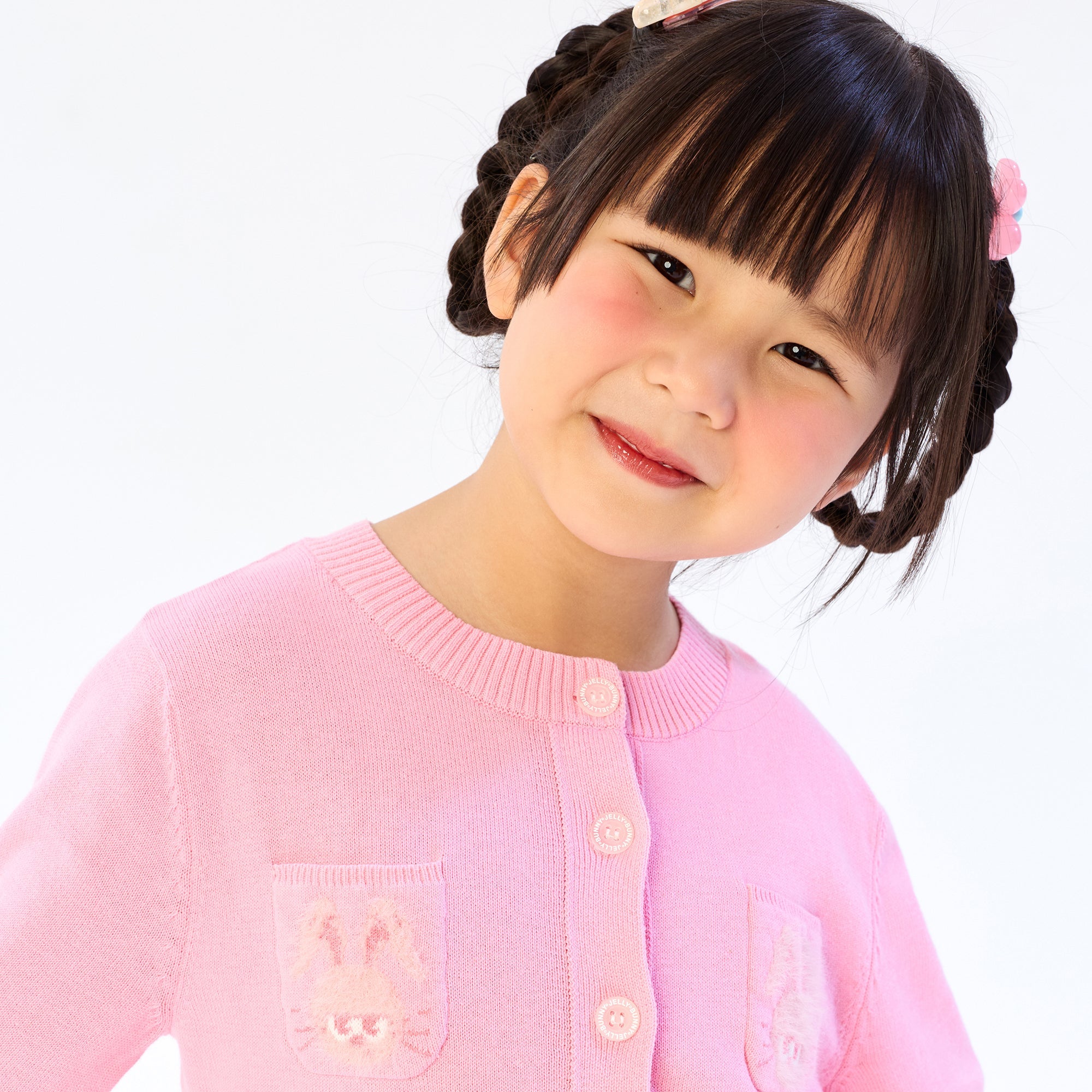 Jerme Chest Pocket Cardigan For Mini Girls Pink
