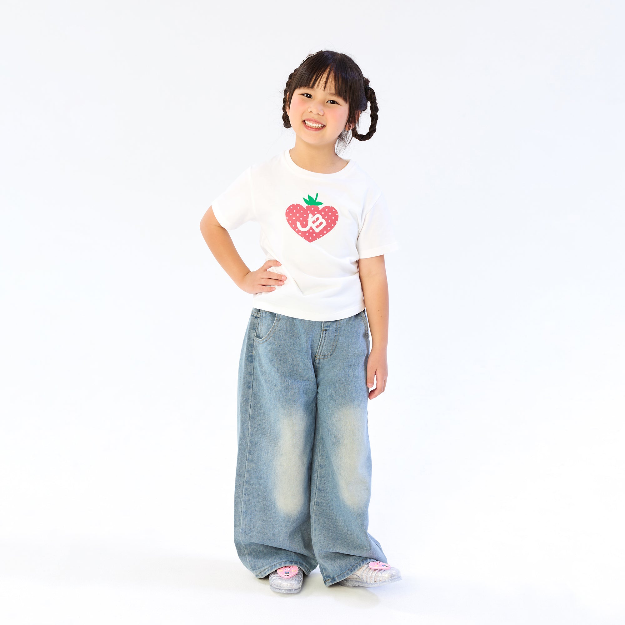 Strawberry Jb Crop T-Shirt For Mini Girls White