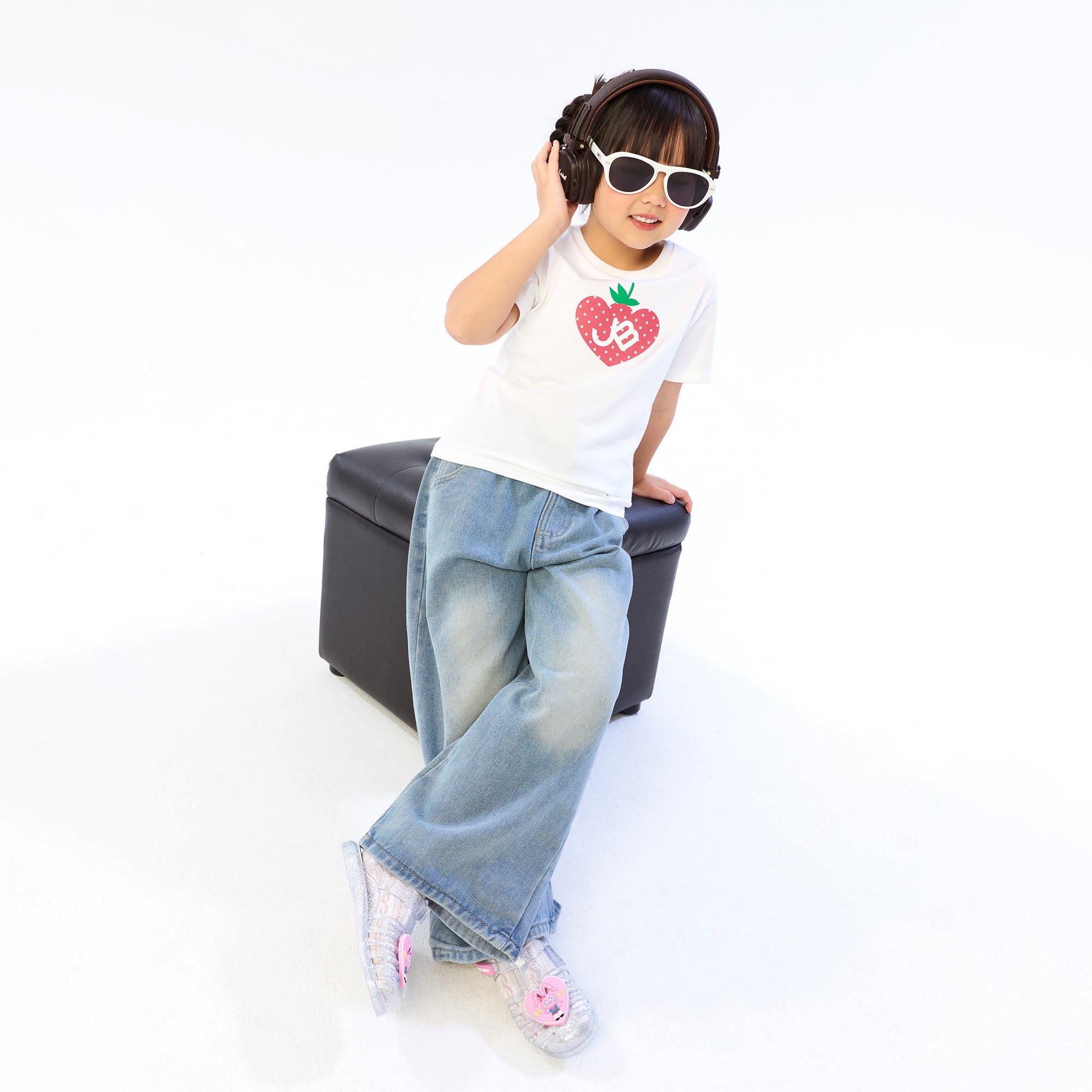 Strawberry Jb Crop T-Shirt For Mini Girls White