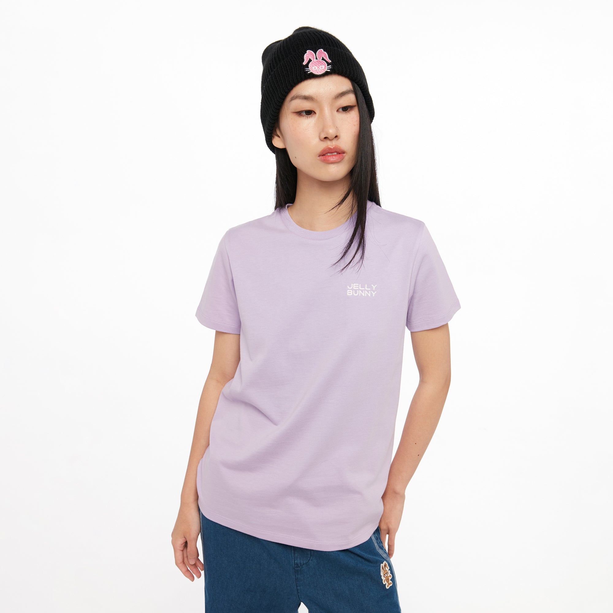 เสื้อยืดแขนสั้นปักโลโก้ Purple