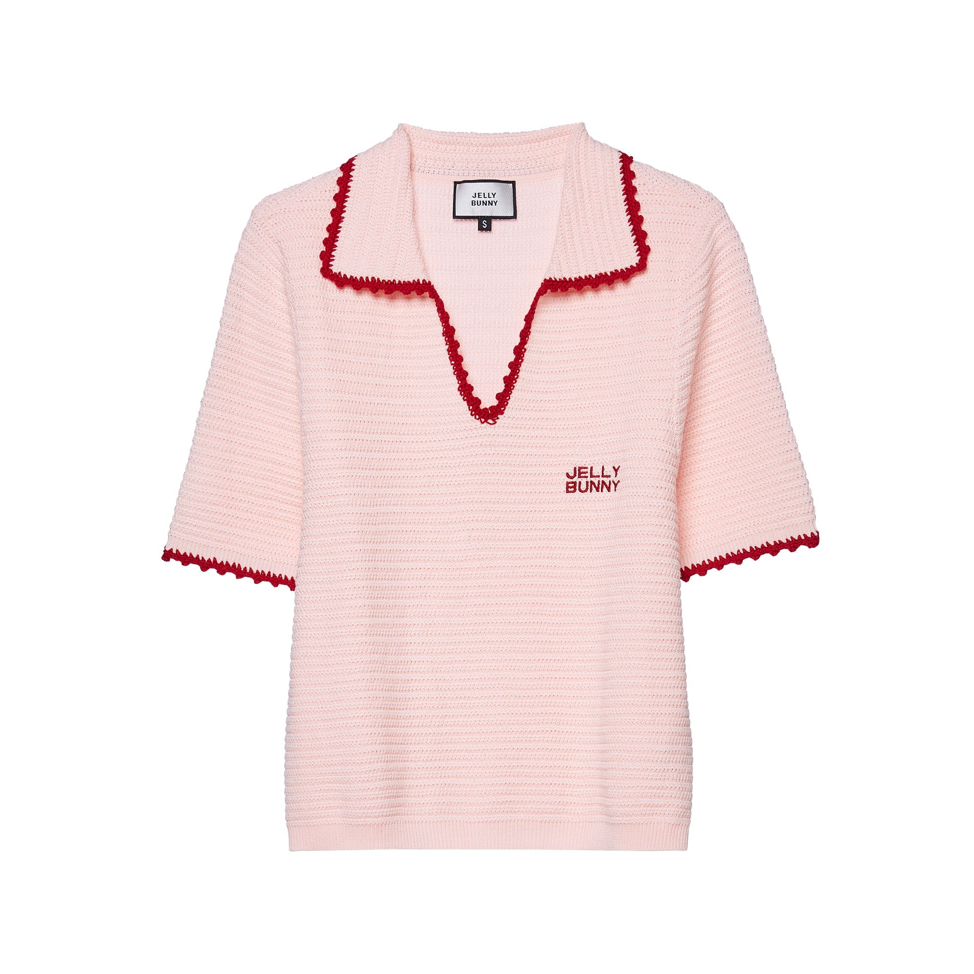 Logo Embroidery Knitted Top Pink