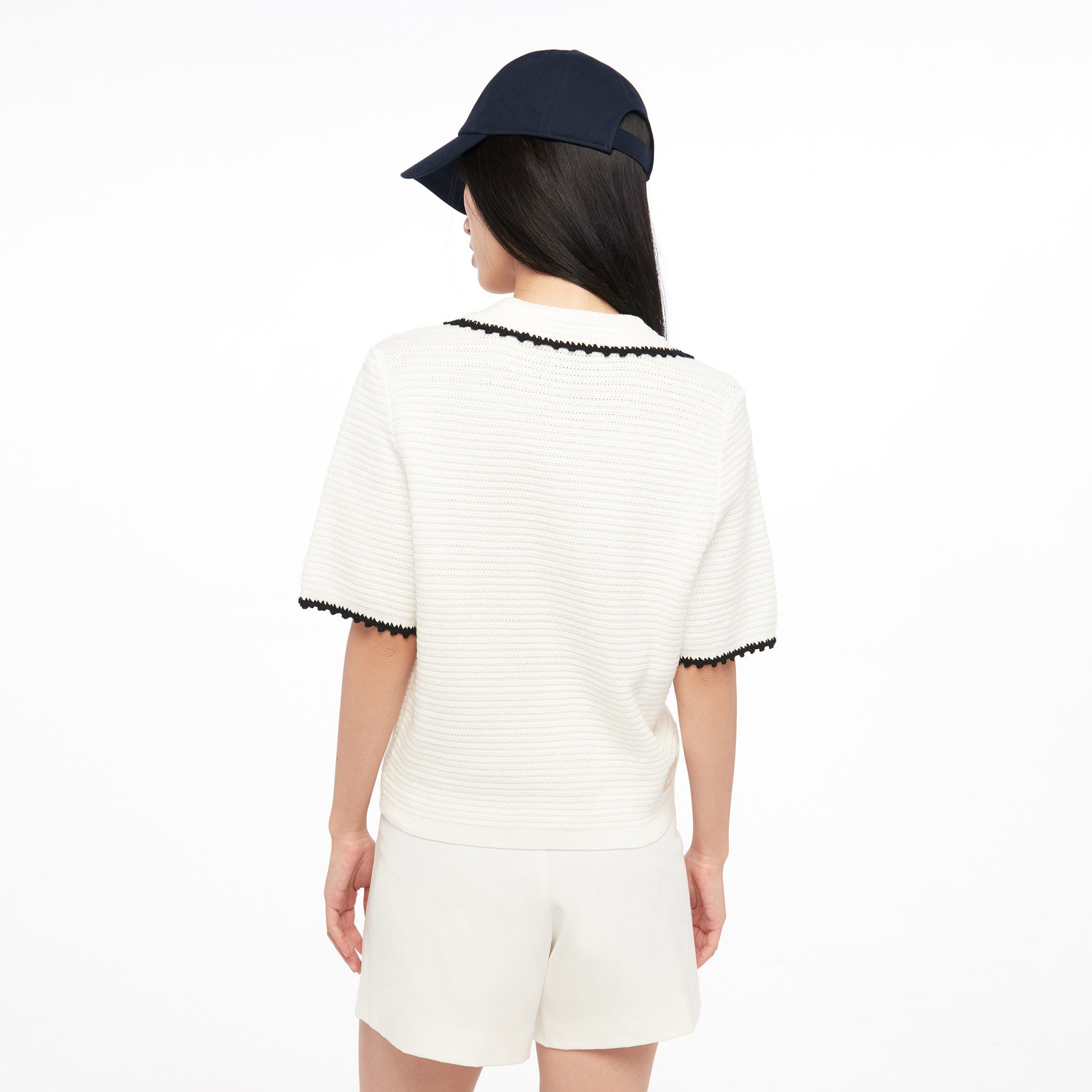Logo Embroidery Knitted Top White