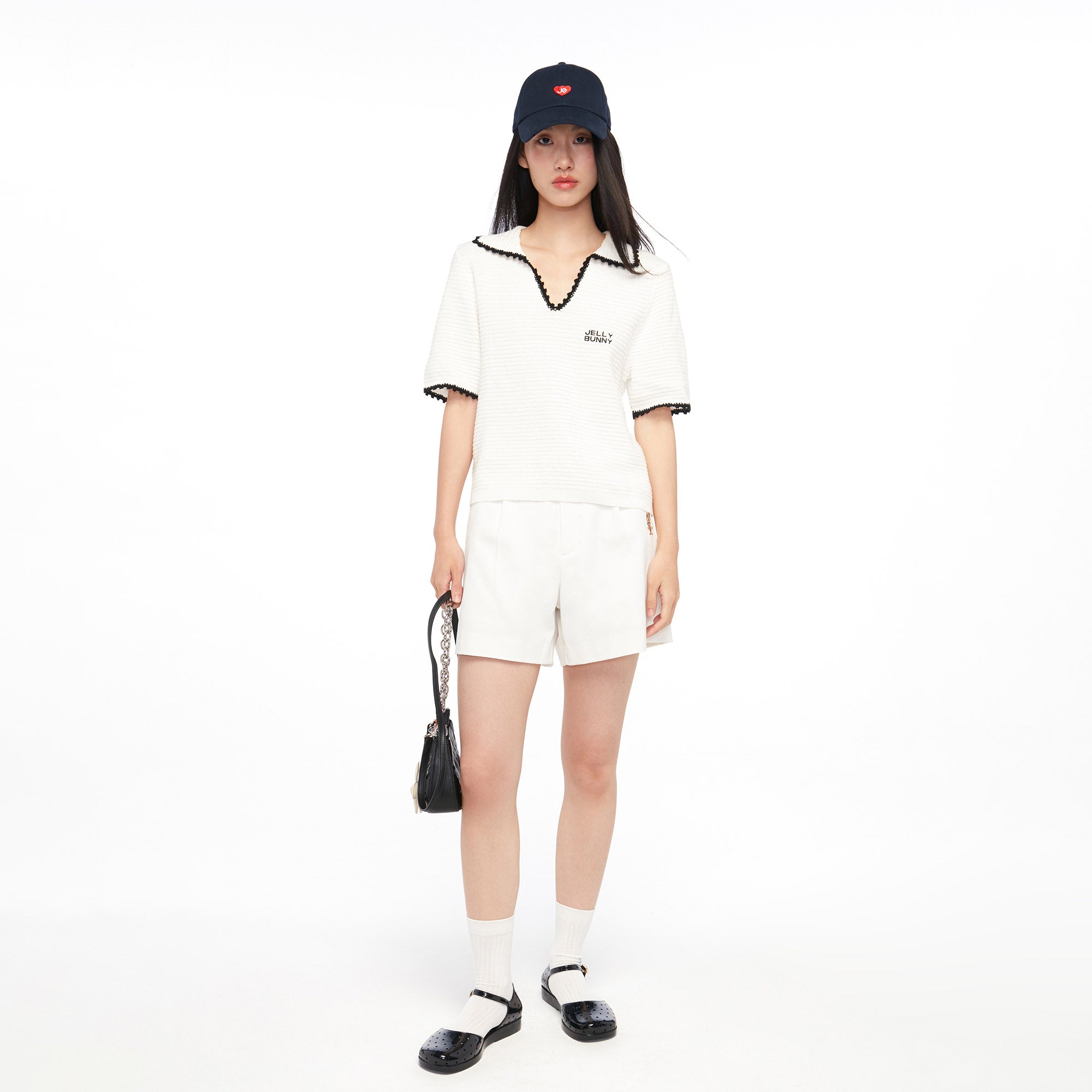 Logo Embroidery Knitted Top White