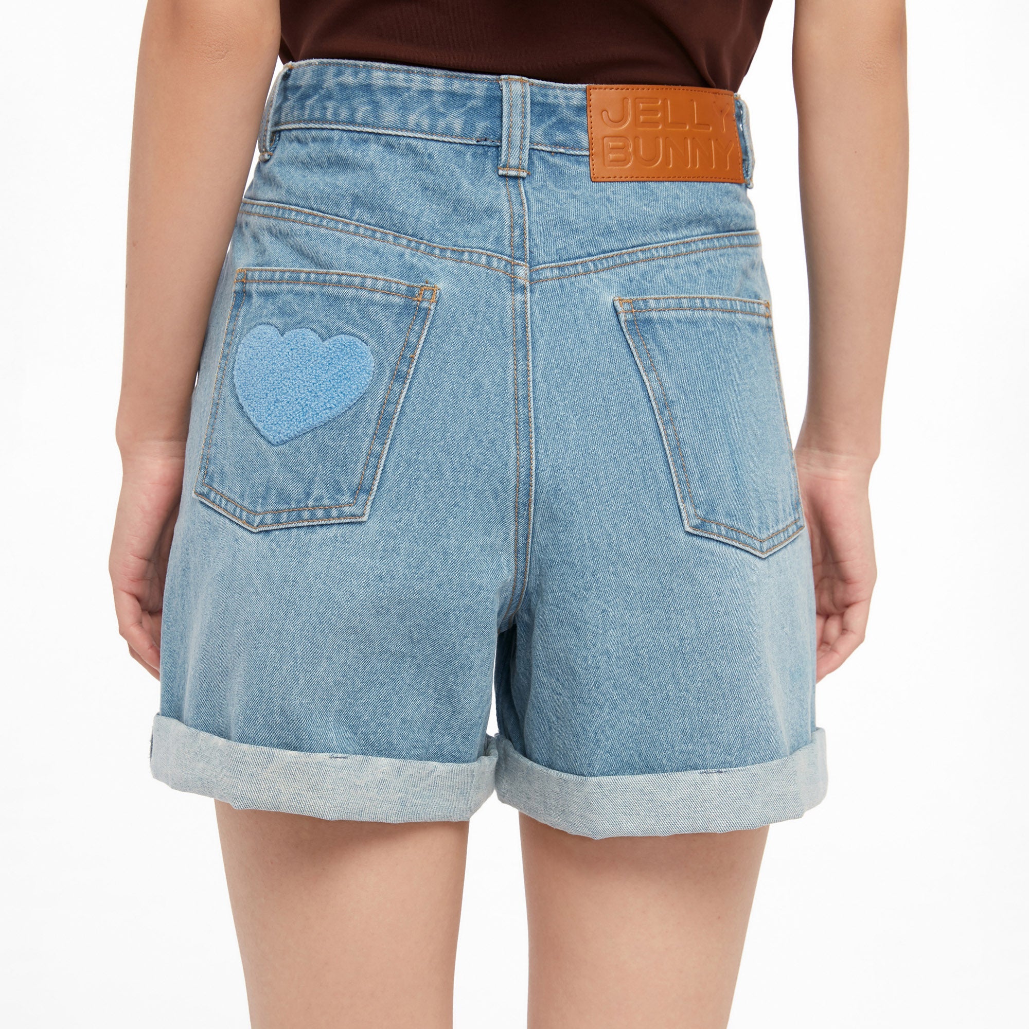 กางเกงเดนิมขาสั้นปลายขาพับ Blue