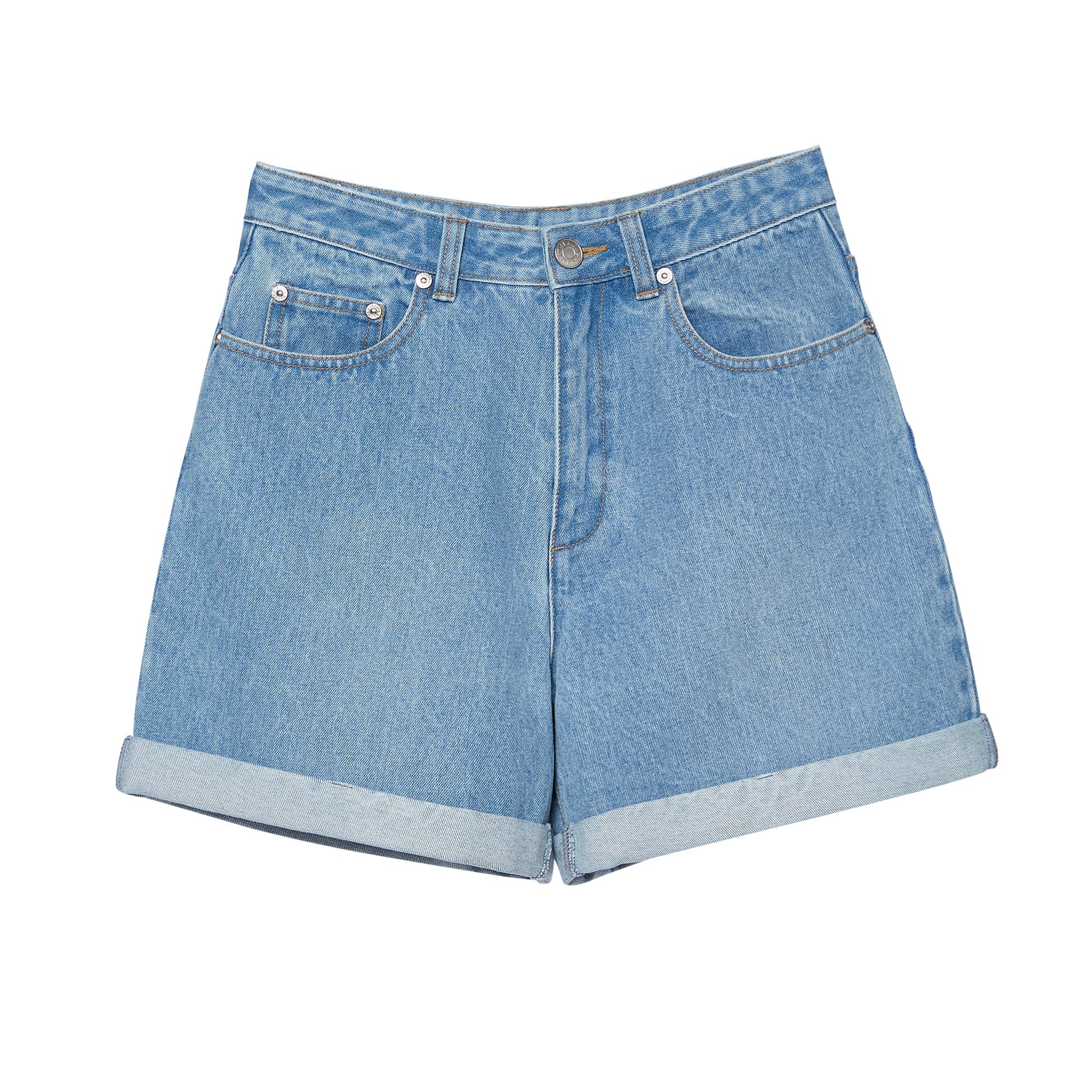 กางเกงเดนิมขาสั้นปลายขาพับ Blue