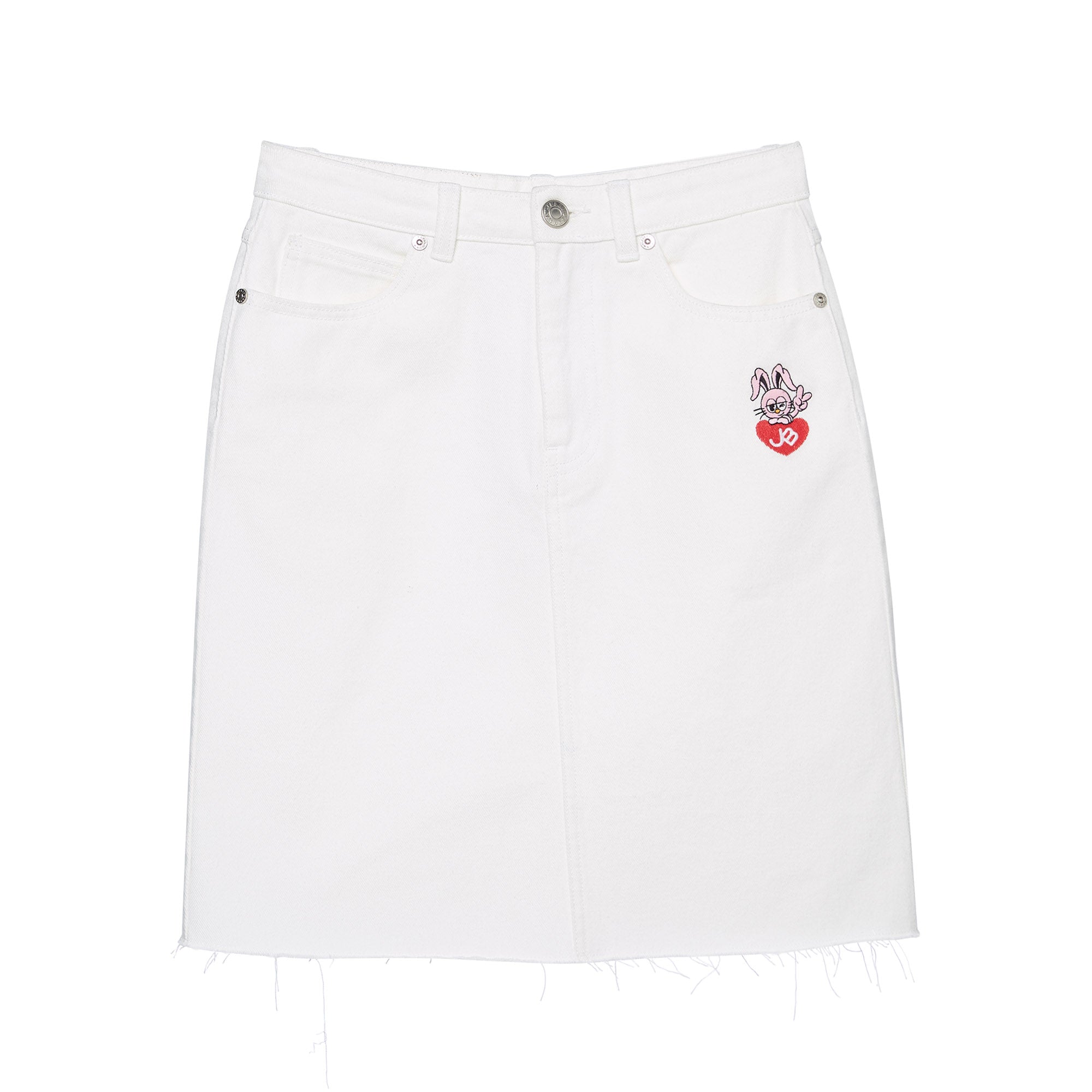 Jerme Frayed Denim Mini Skirt White