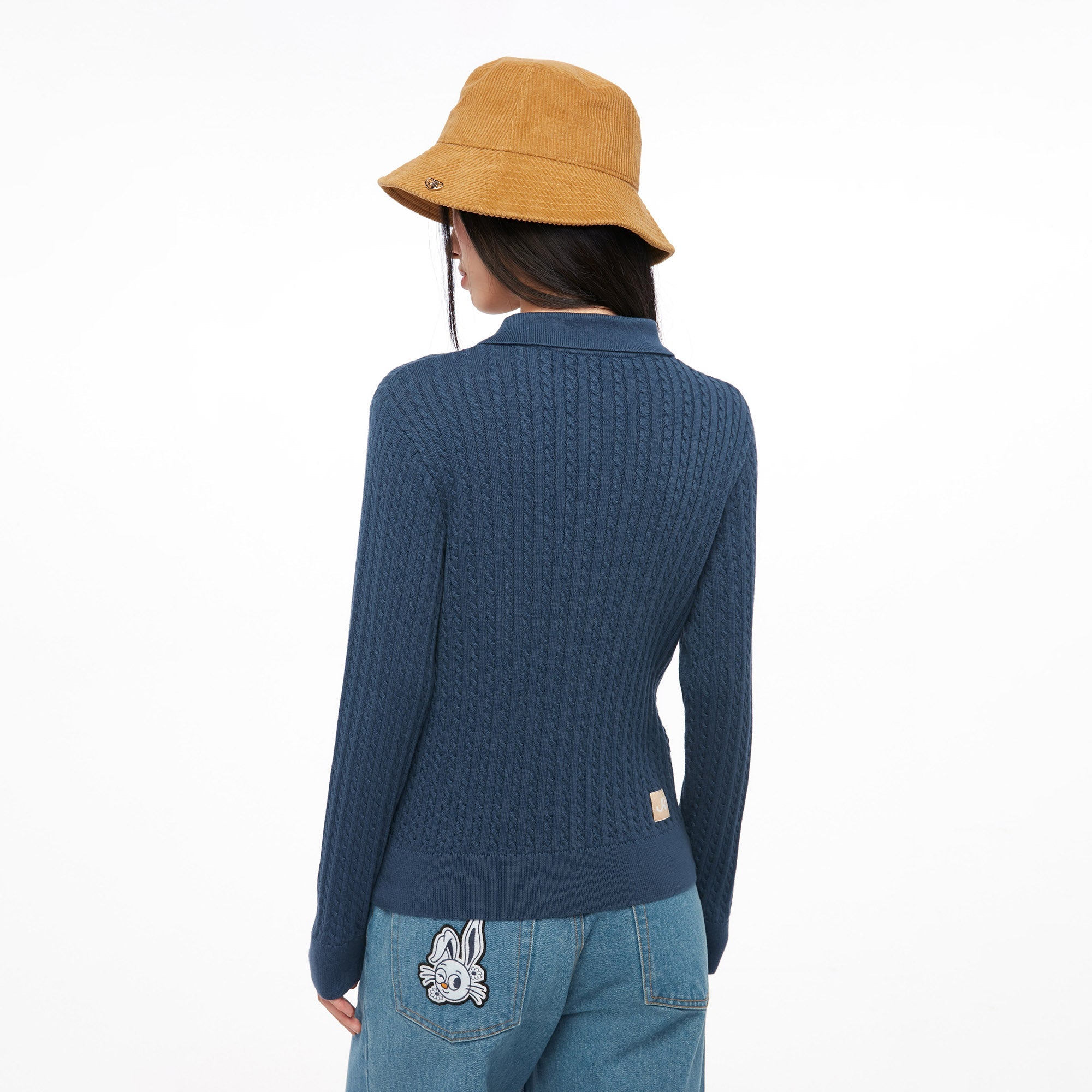 Knitted Long Sleeve Top Navy