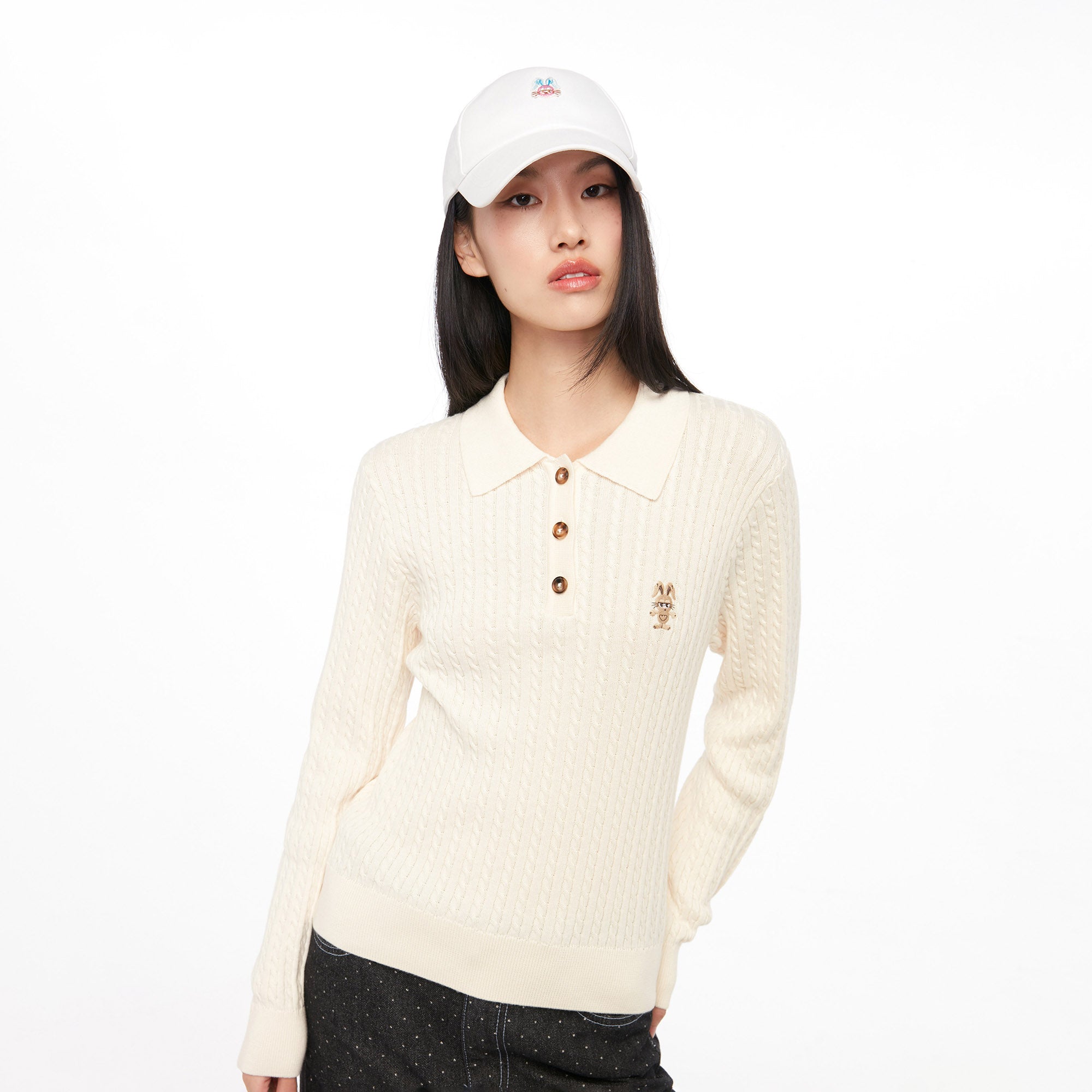 Knitted Long Sleeve Top Cream
