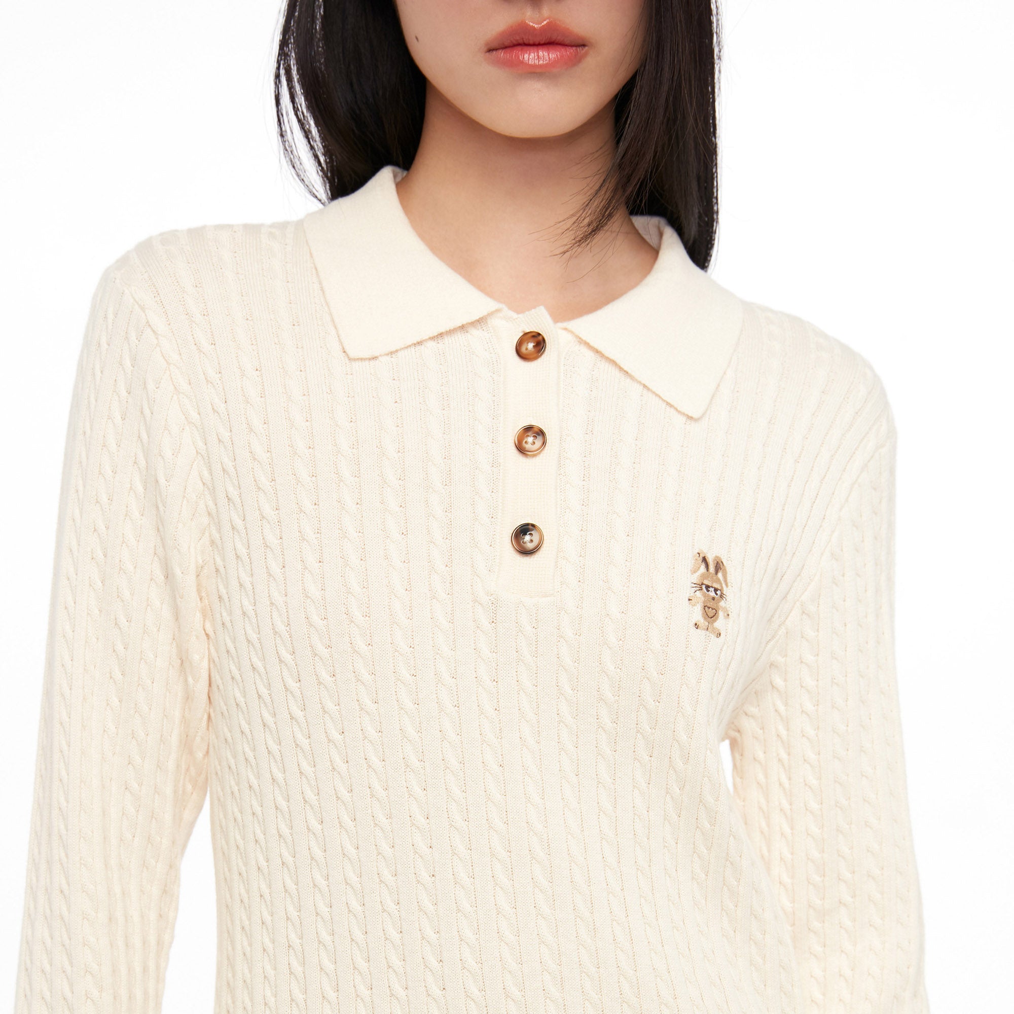 Knitted Long Sleeve Top Cream