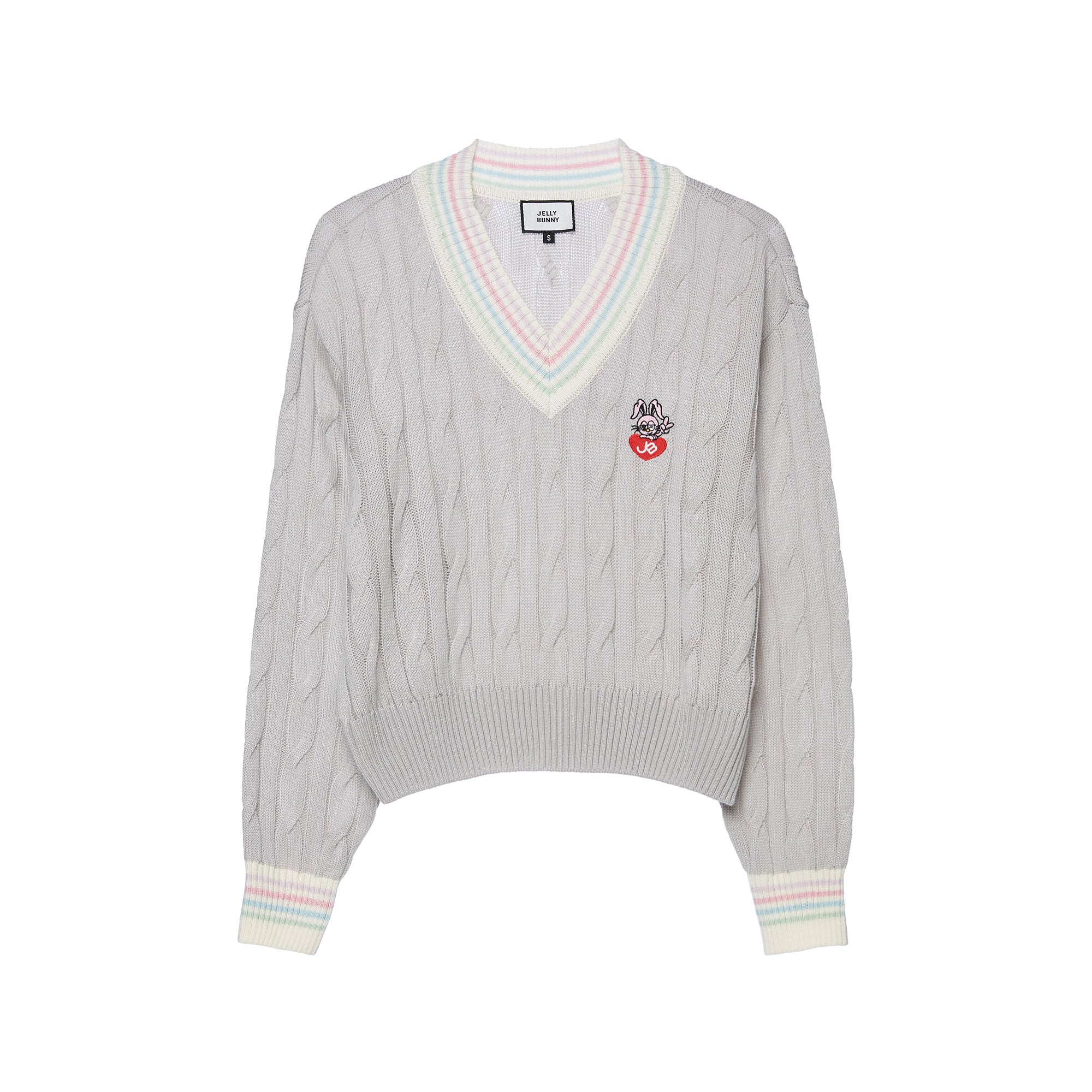 Jerme Cable Knitted Long Sleeve Pullover Grey