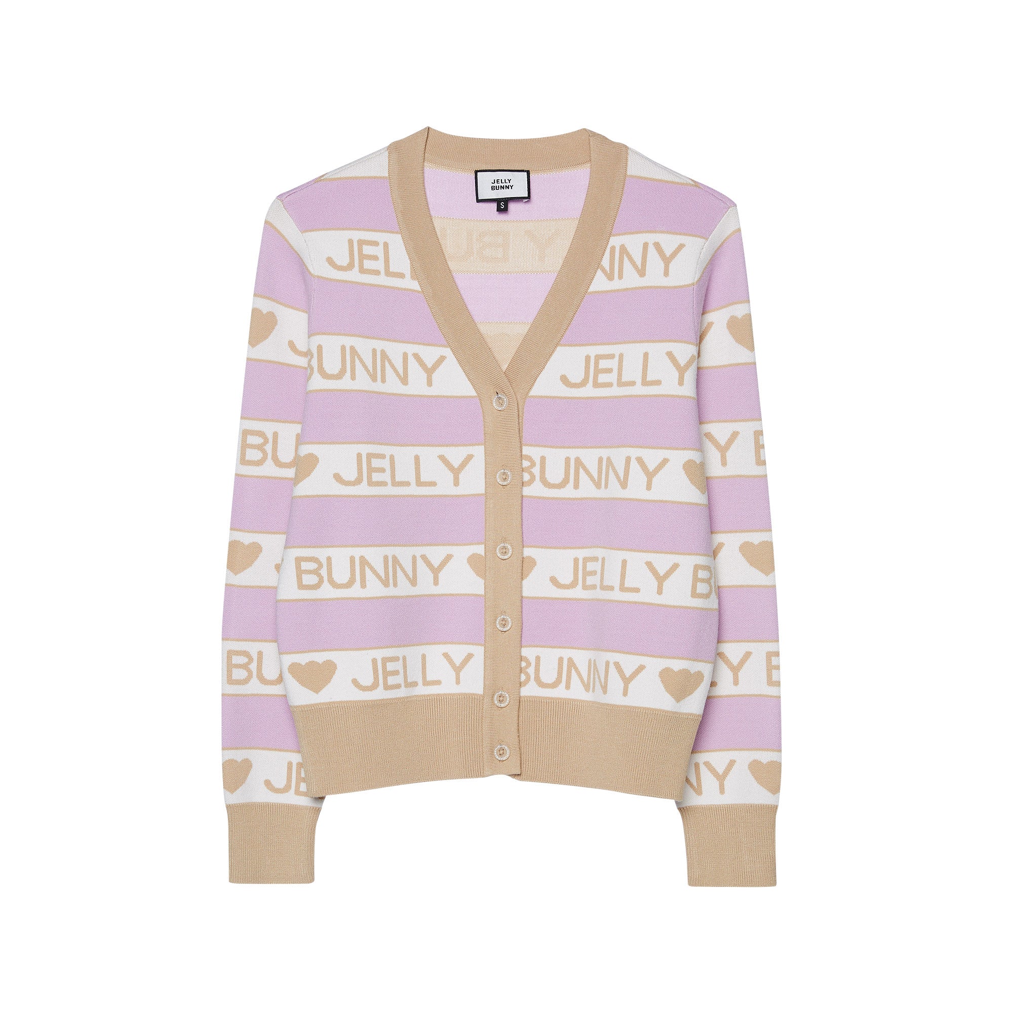 Logo V Neck Long Sleeve Cardigan Purple