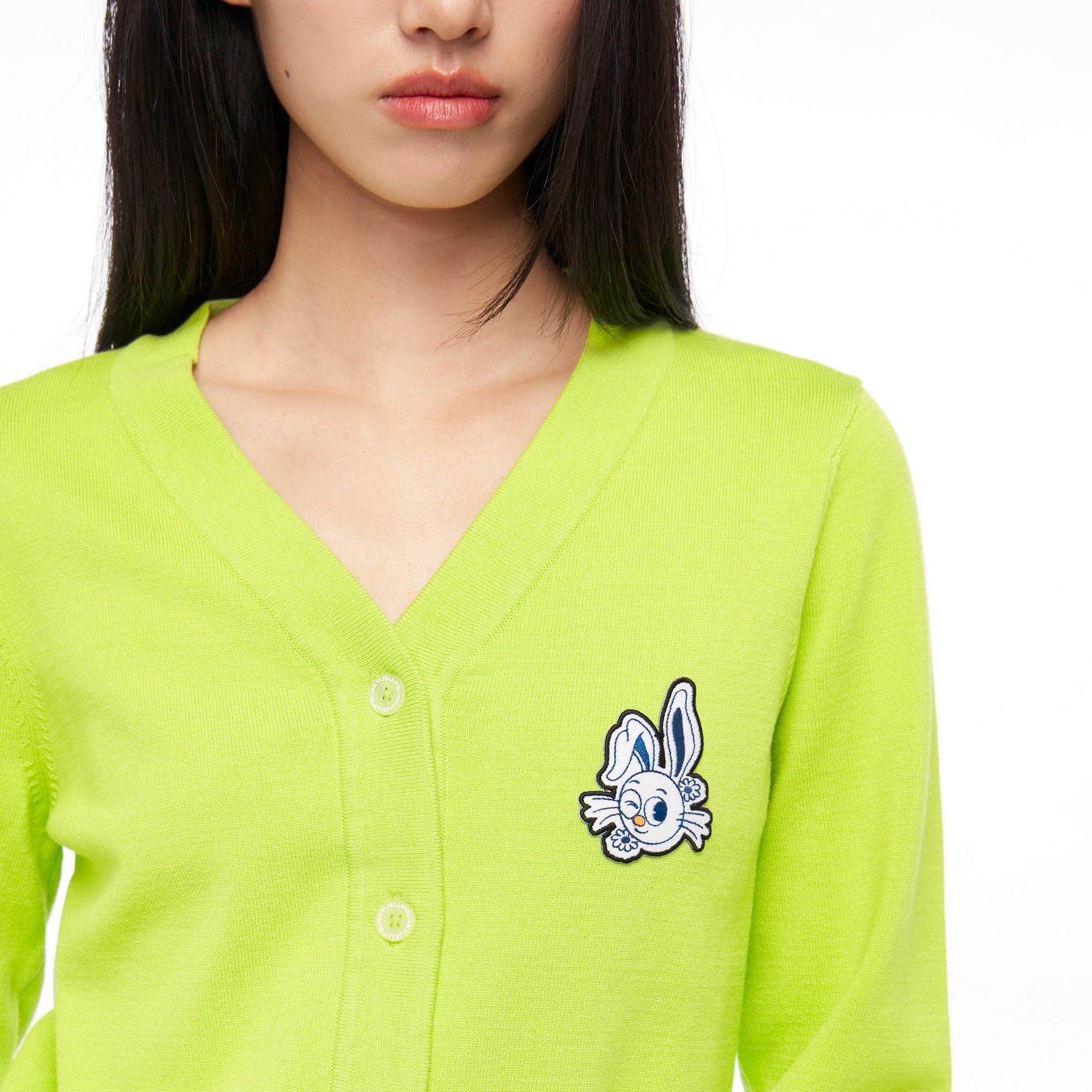 เสื้อคาร์ดิแกนครอปปักลาย Jerme Green