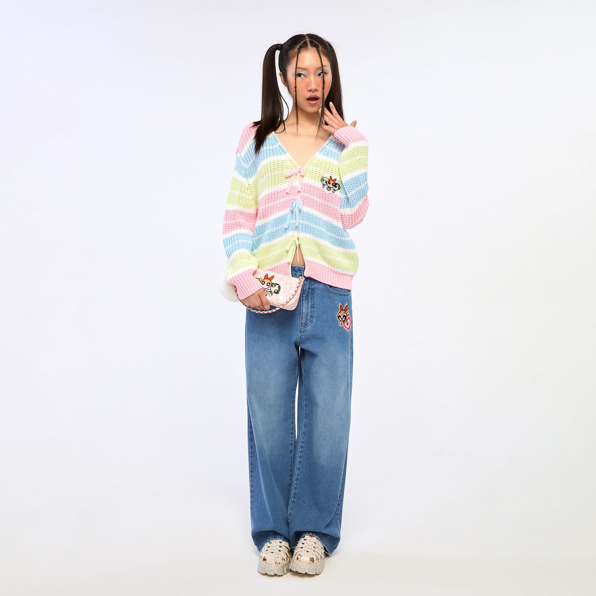 Powerpuff Girl Pastel Knitted Cardigan Multi Color