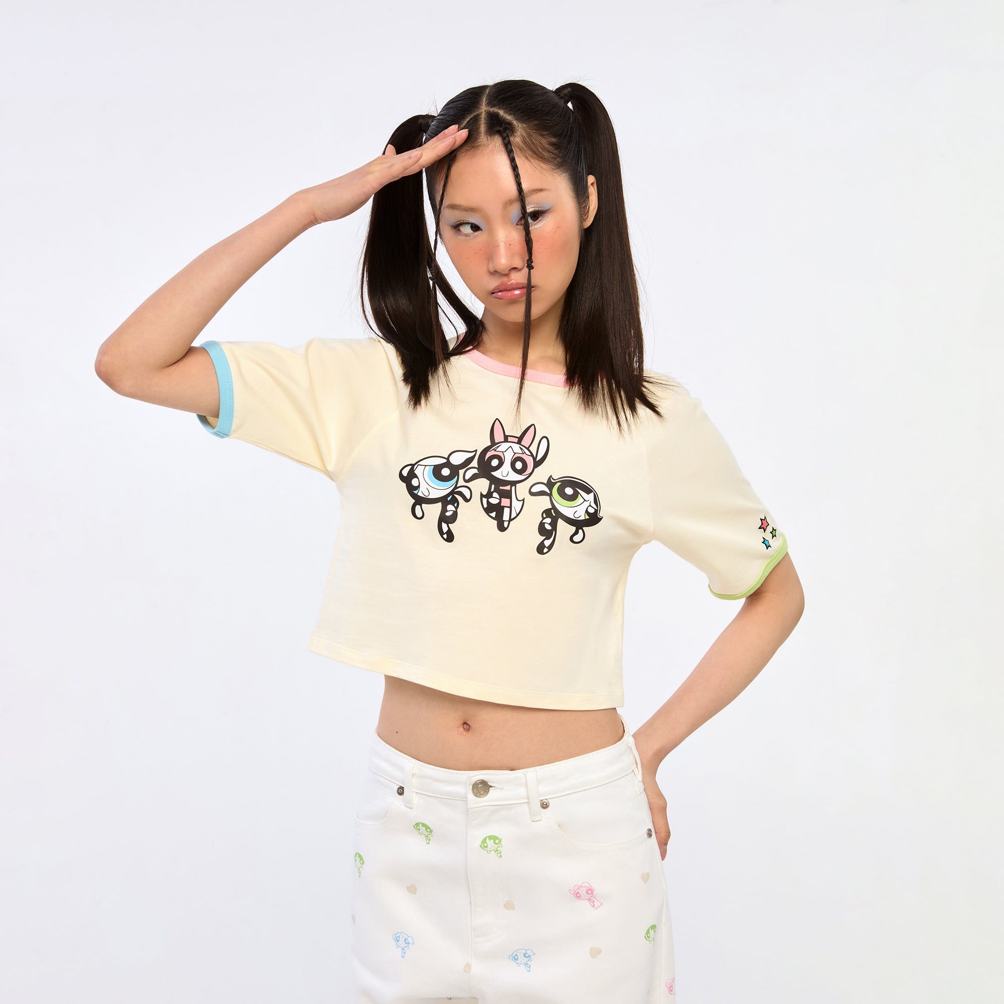 Powerpuff Girls Crop T-Shirt Cream