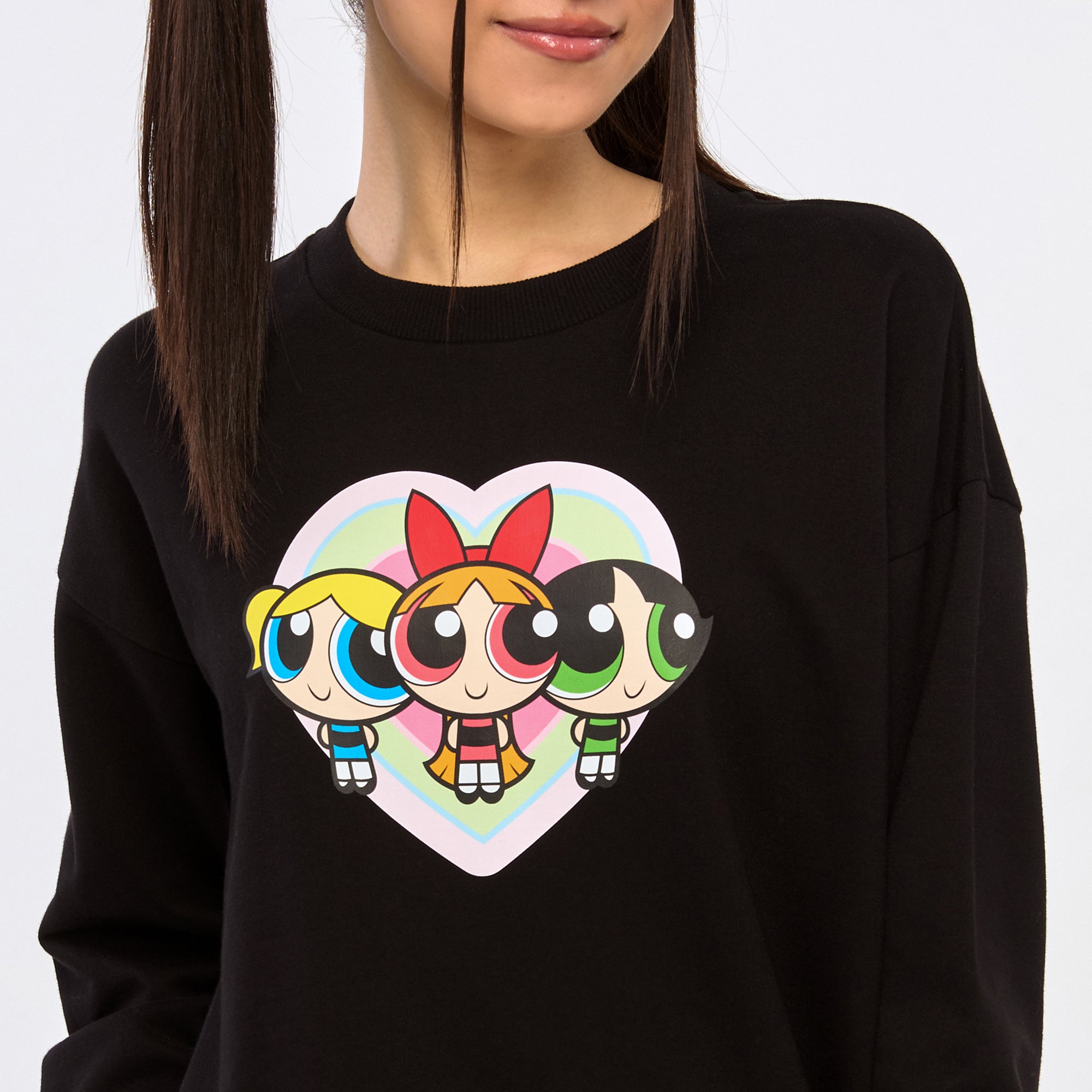 Powerpuff Girl Long Sleeve Pullover Black