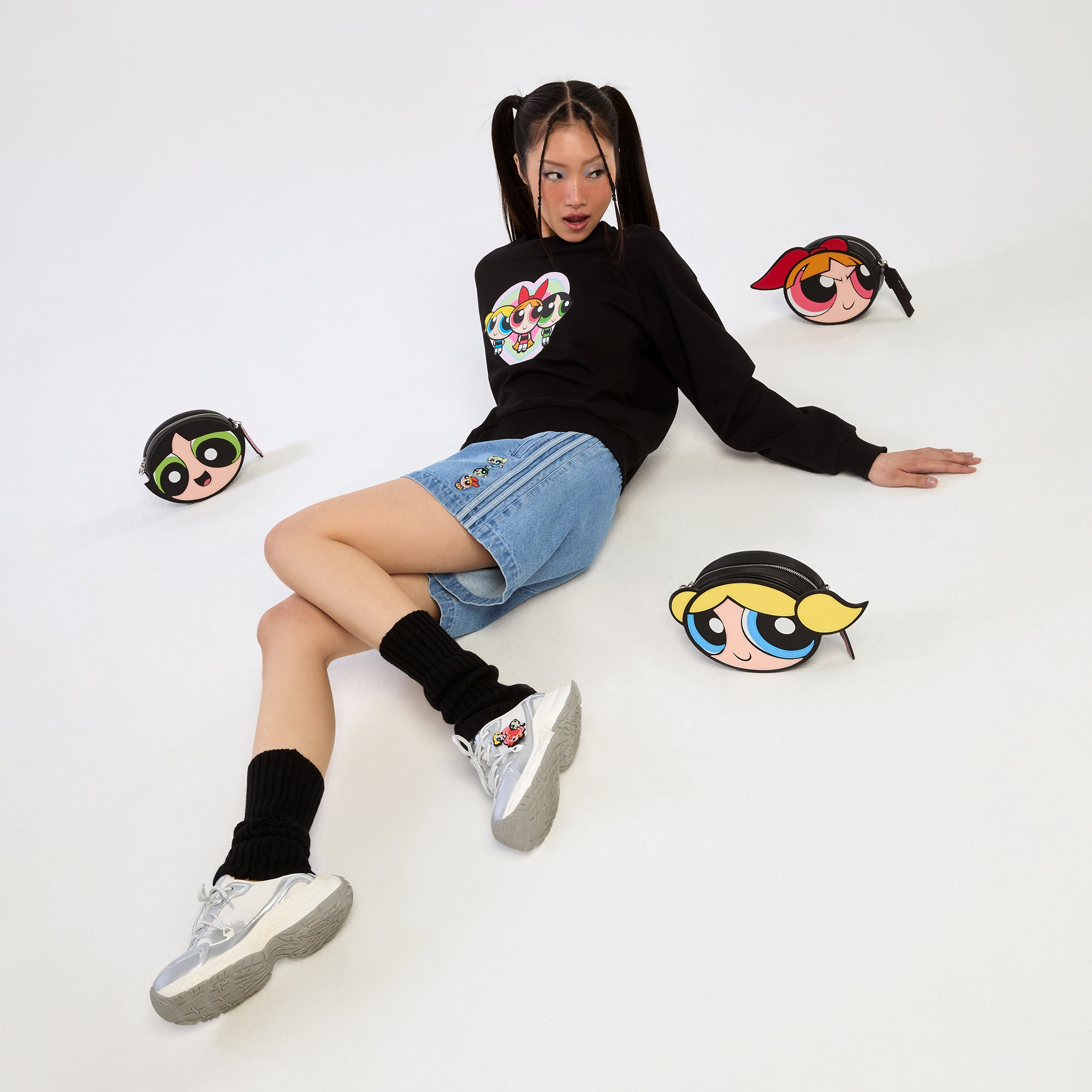 Powerpuff Girl Long Sleeve Pullover Black