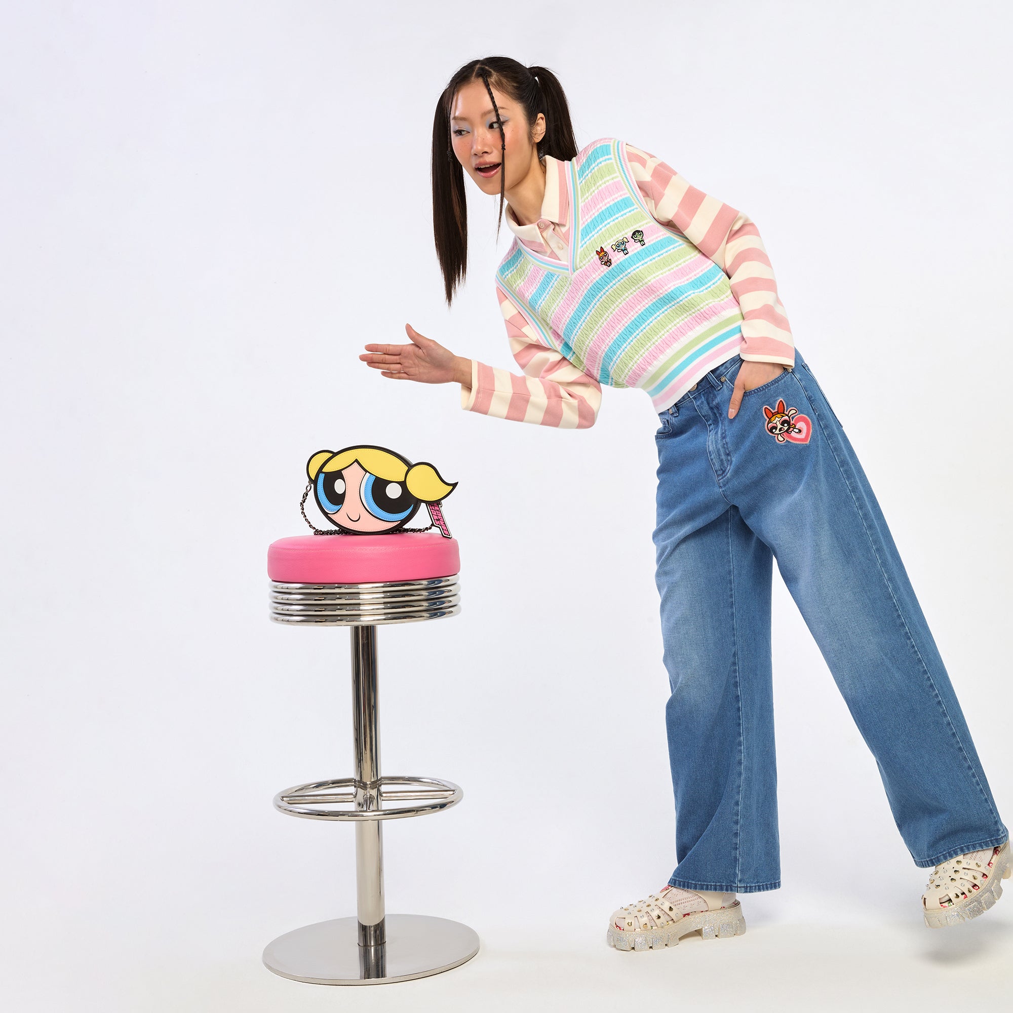 Powerpuff Girls Stripe Knitted Top Multi Color