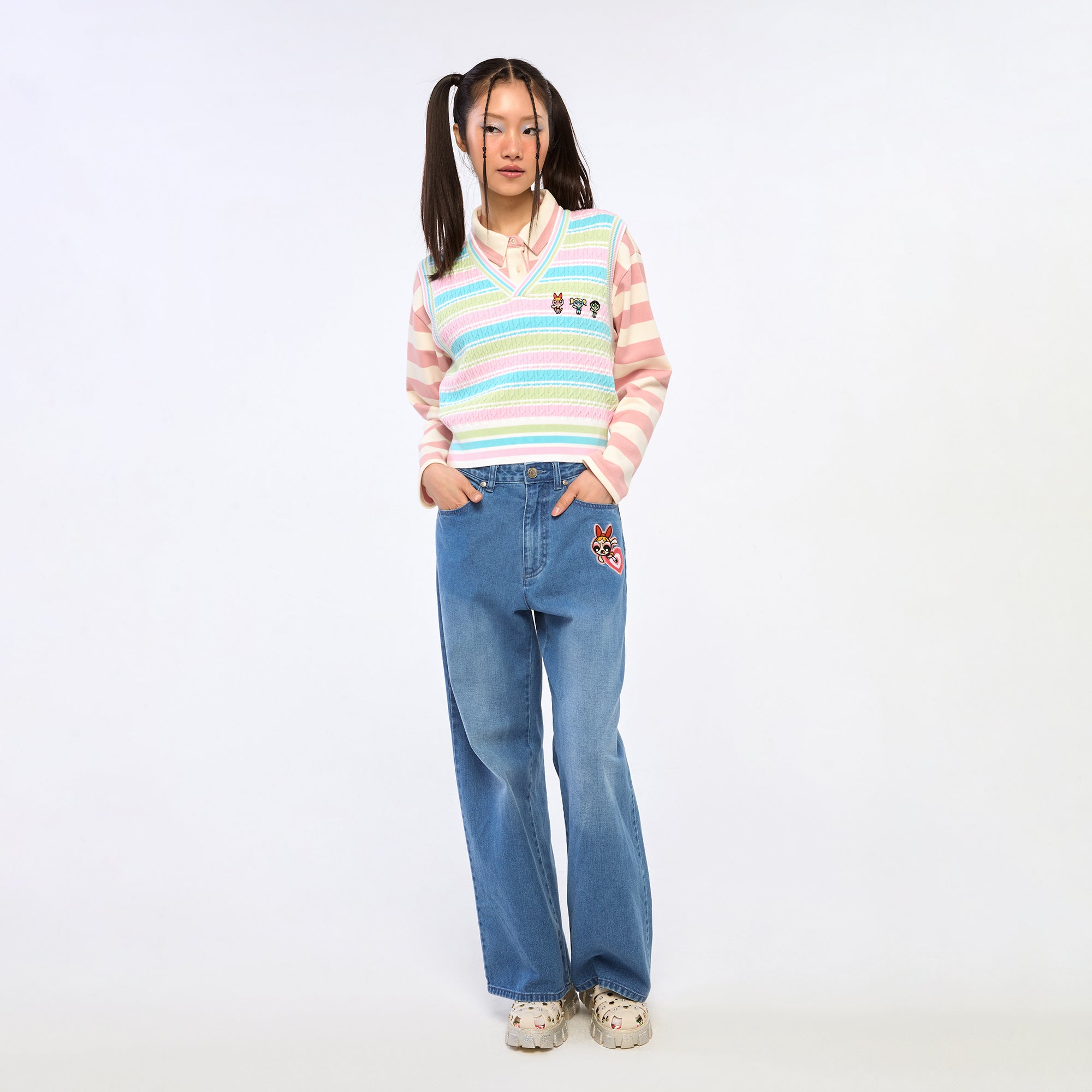 Powerpuff Girls Stripe Knitted Top Multi Color