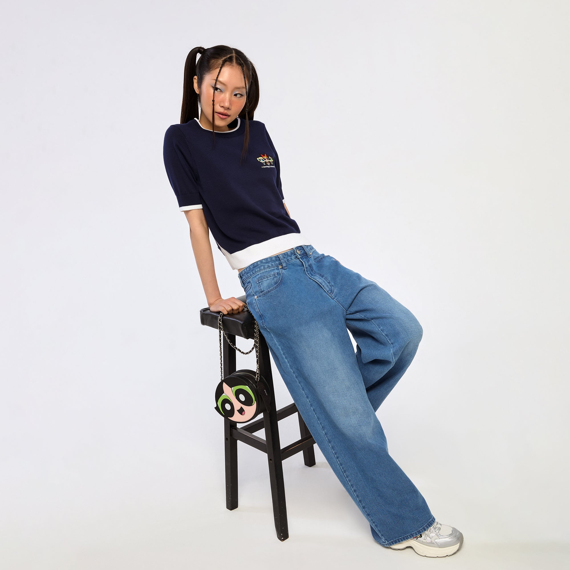 Powerpuff Girl Knitted Top Navy