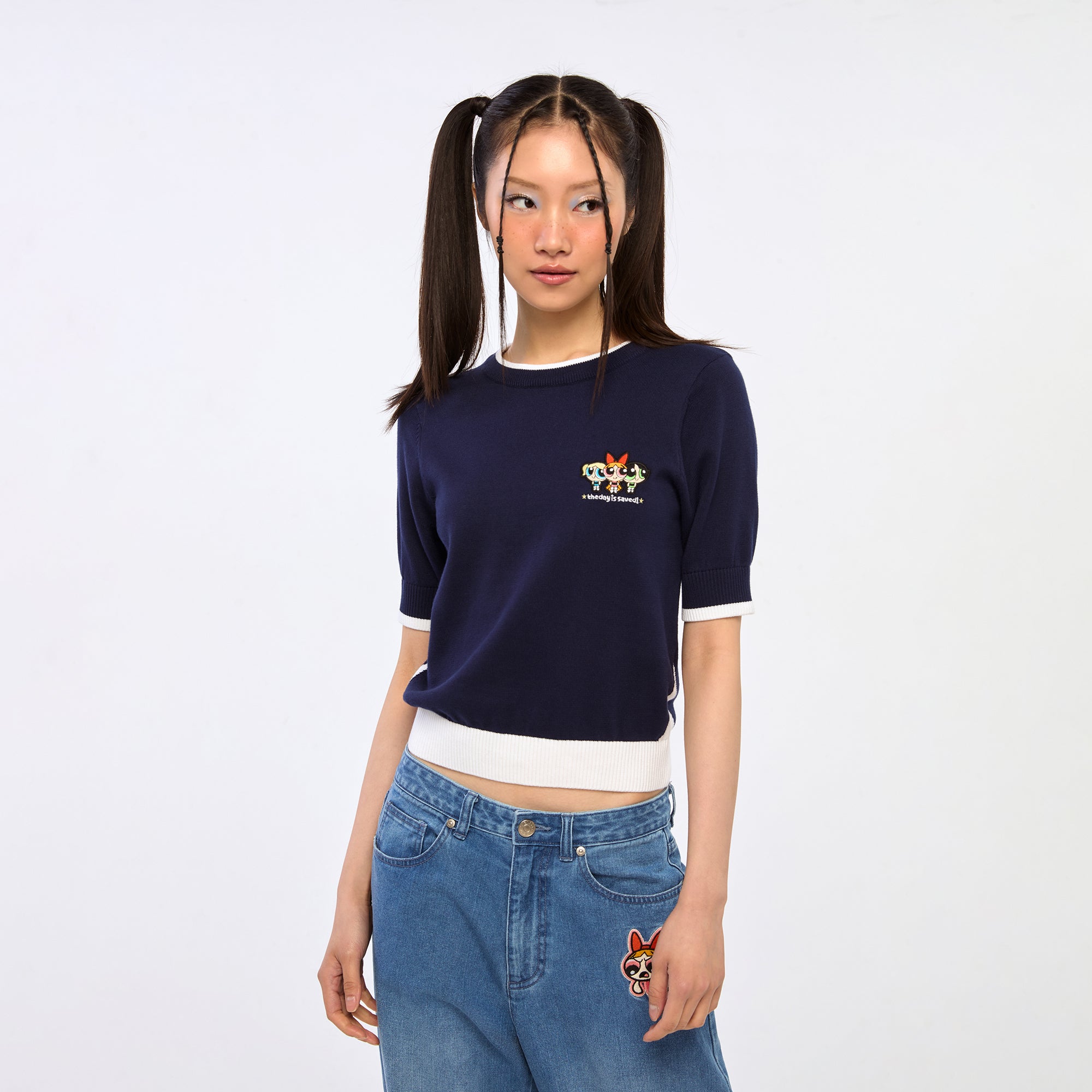 Powerpuff Girl Knitted Top Navy